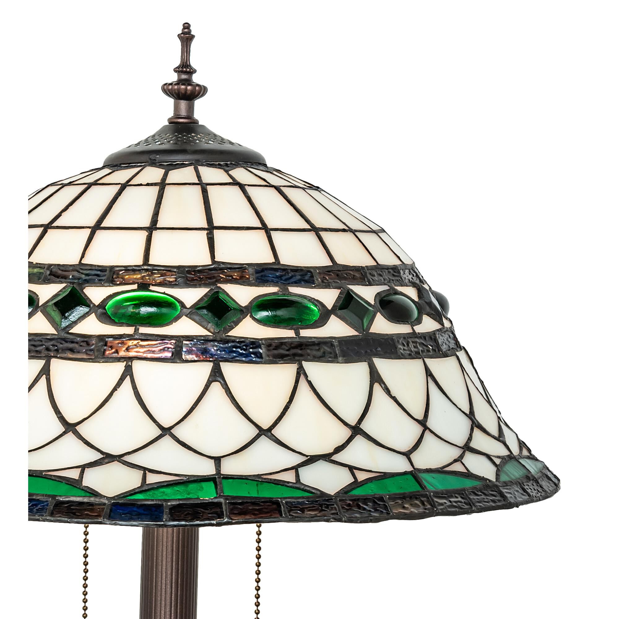Shown in Mahogany Bronze finish and Green;Chocolate;White glass