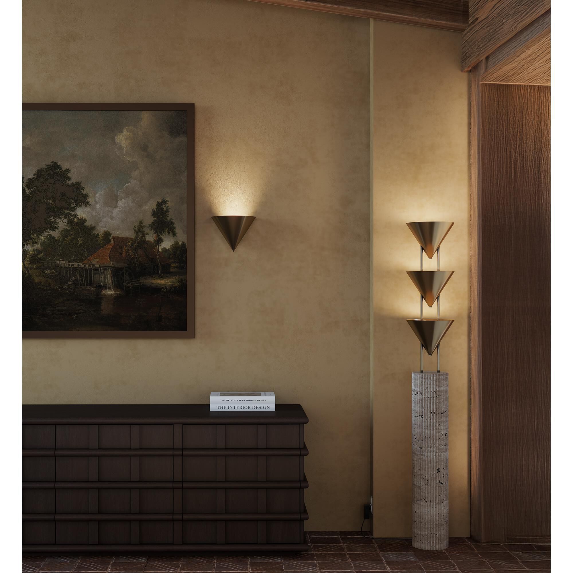 Shown in Patina Brass finish and Brass shade