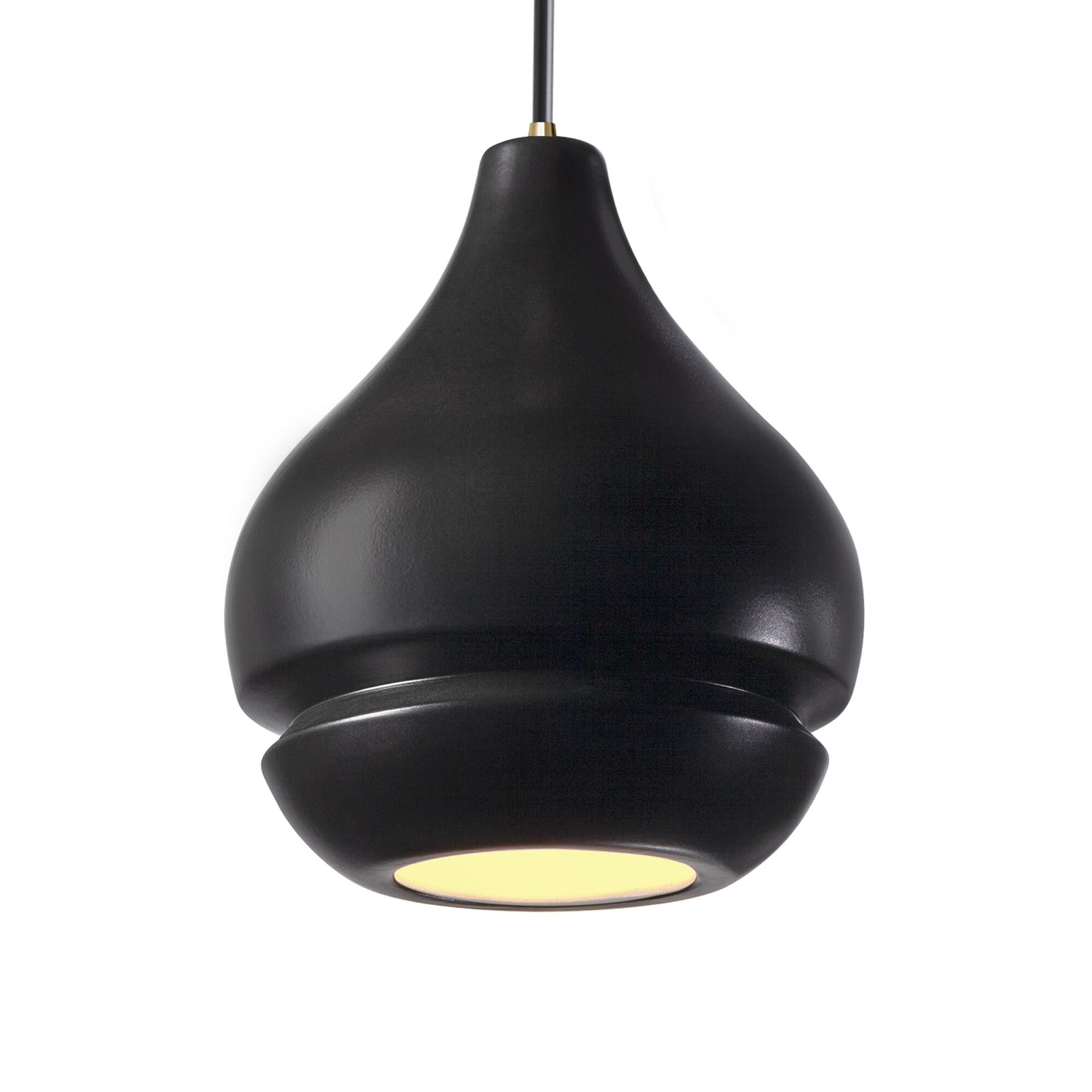 Shown in Antique Brass finish and Carbon Matte Black shade