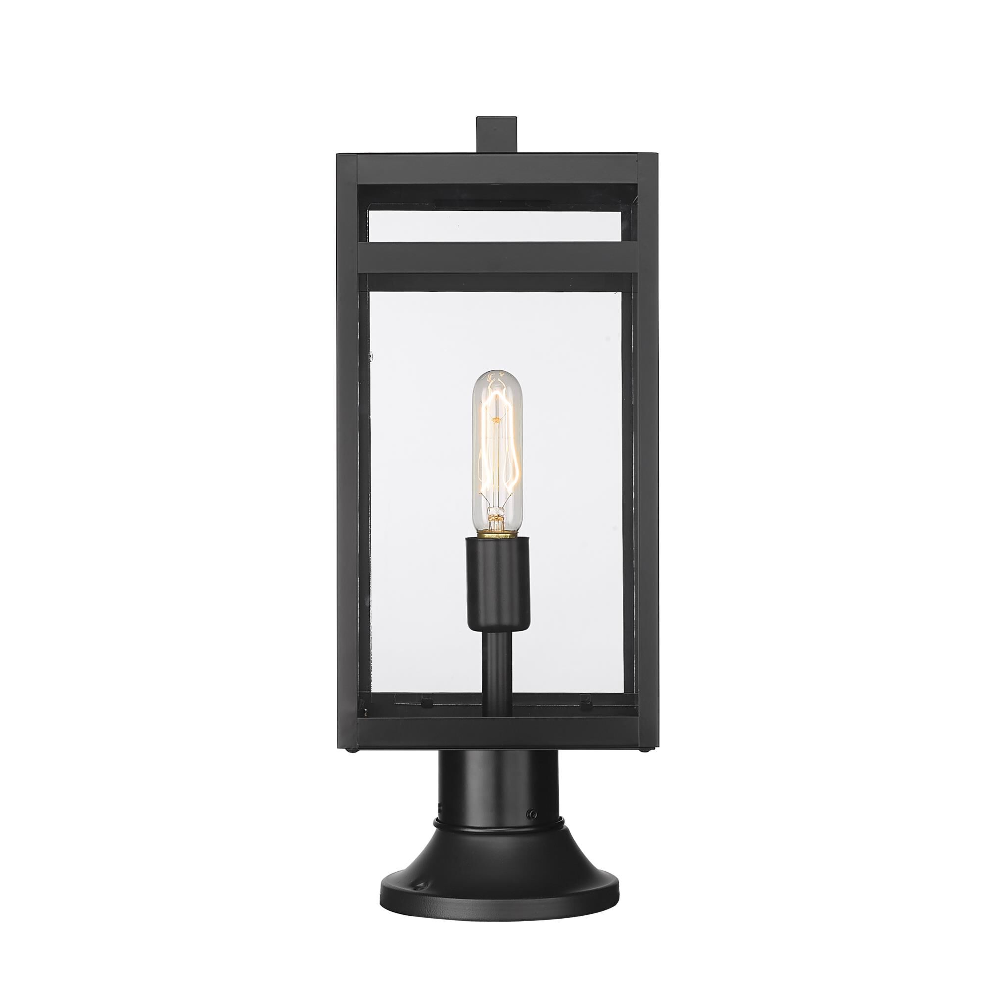 Shown in Black finish and Glass shade