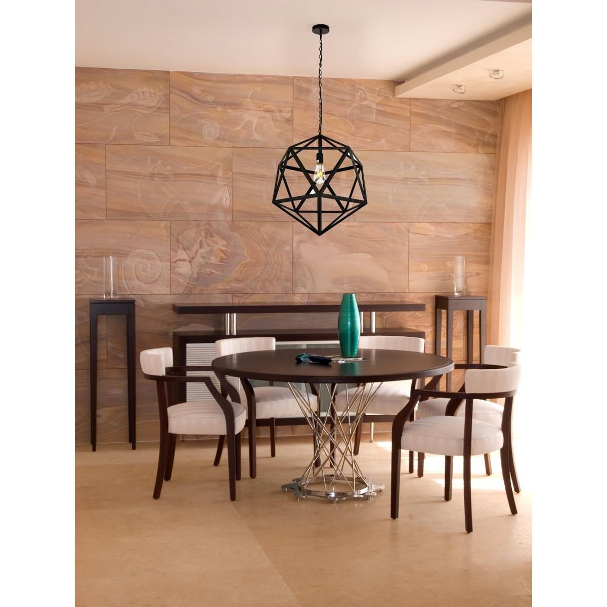 Shown in Black finish and Black Iron shade