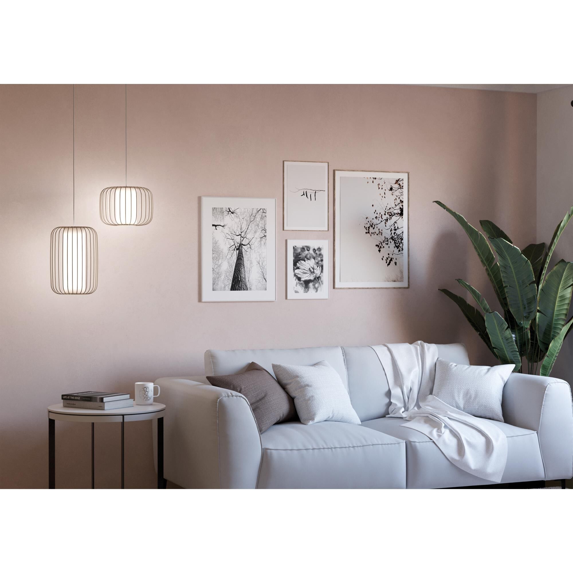 Shown in Light Sand finish and Fabric shade