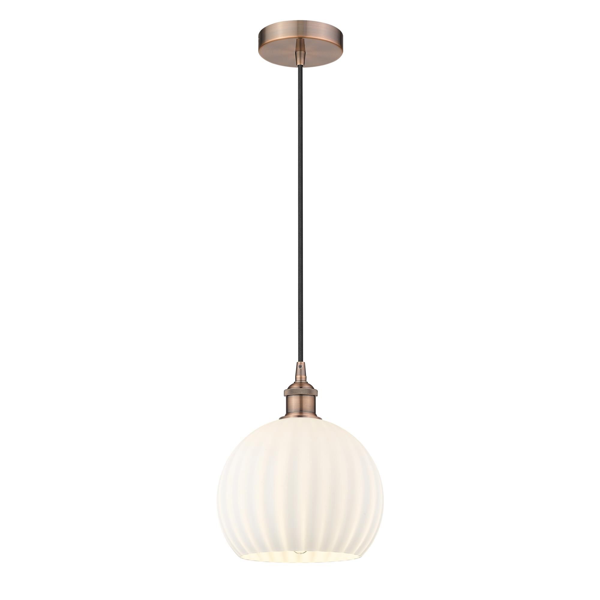 Shown in Antique Copper finish and White Venetian glass