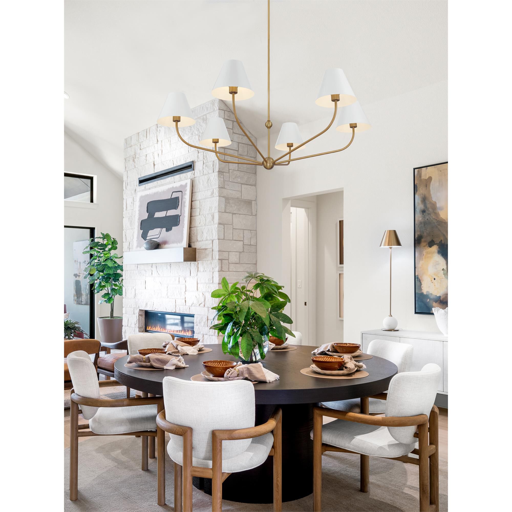Shown in Vibrant Gold and White finish and Steel shade