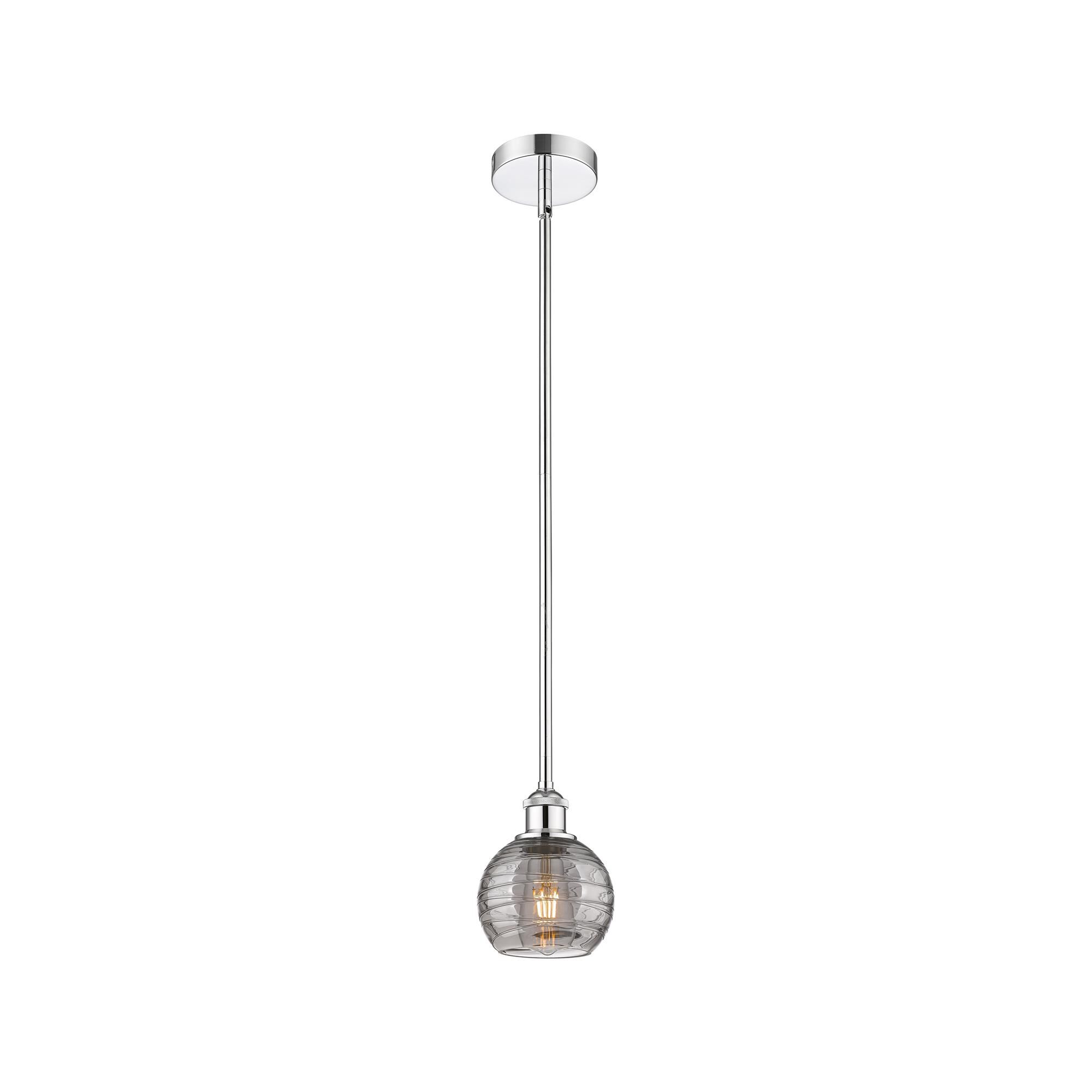 Shown in Polished Chrome finish and Light Smoke Deco Swirl glass