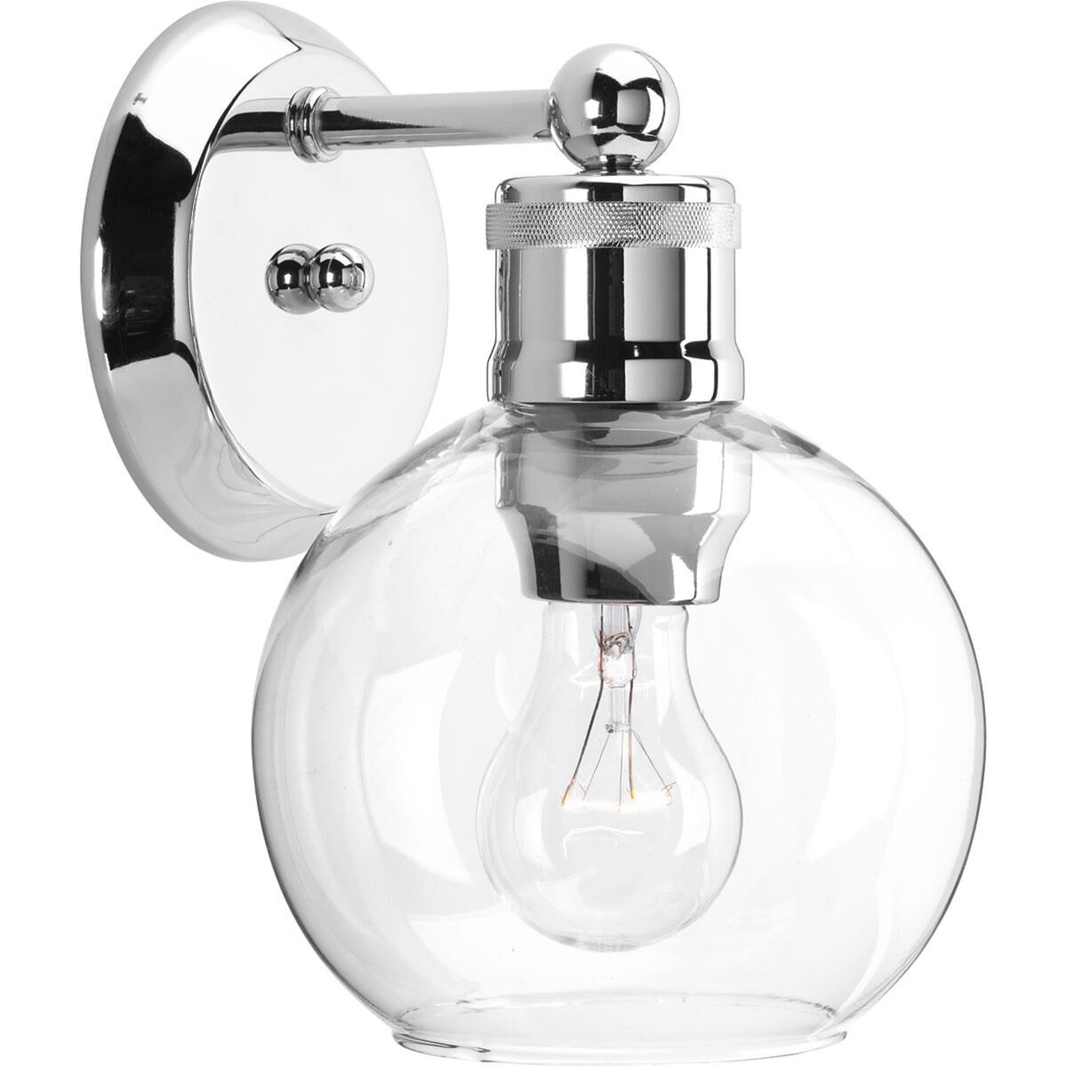 Shown in Polished Nickel finish and Clear glass