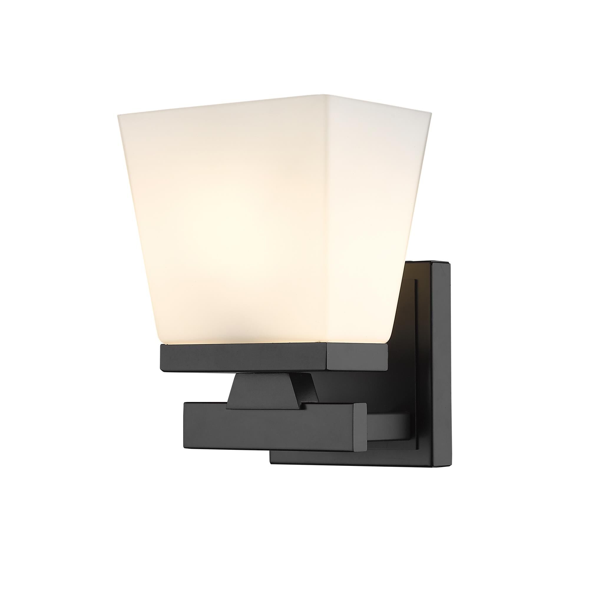 Shown in Matte Black finish and Glass shade