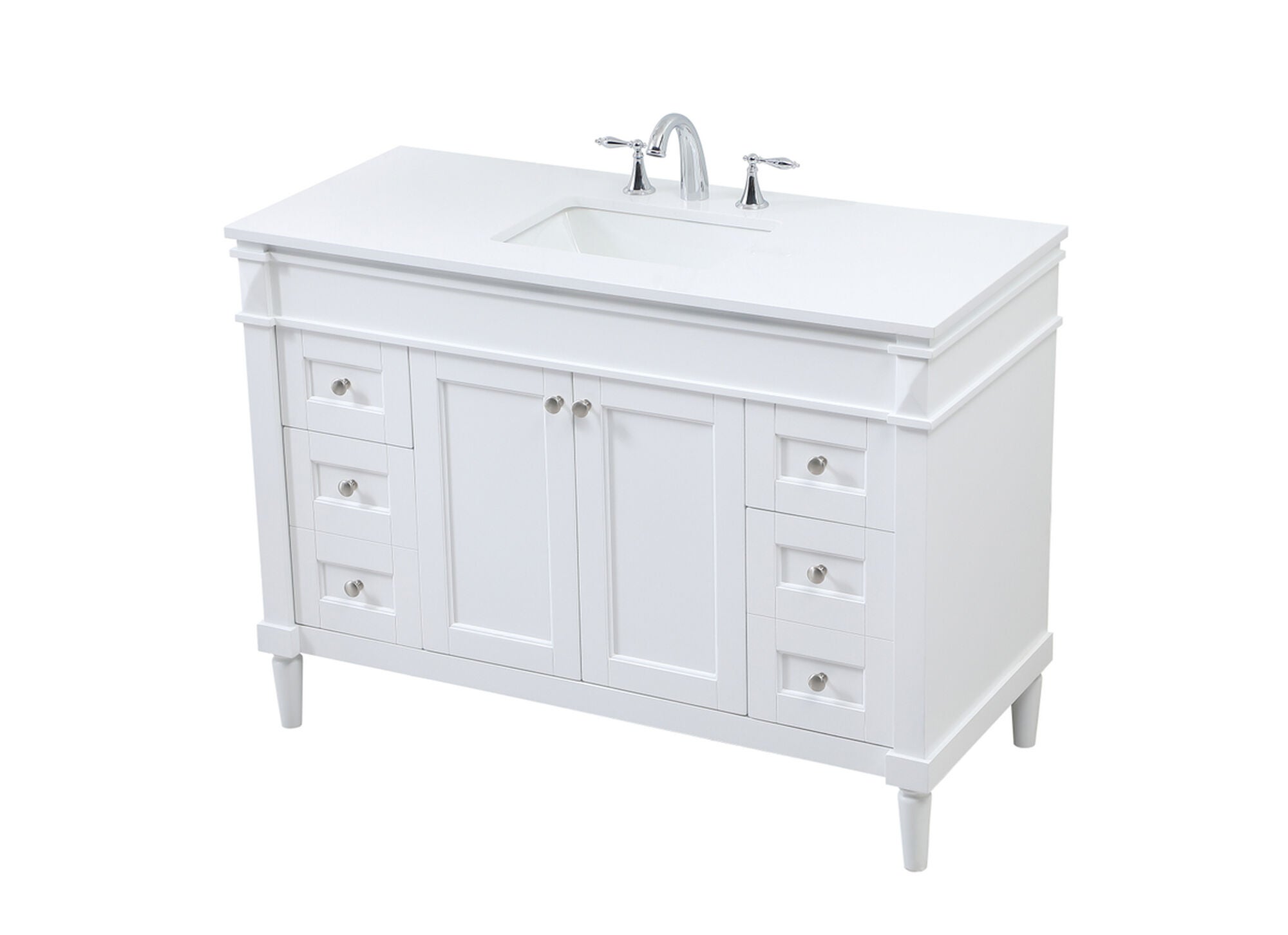 Shown in White finish and No Backsplash accent