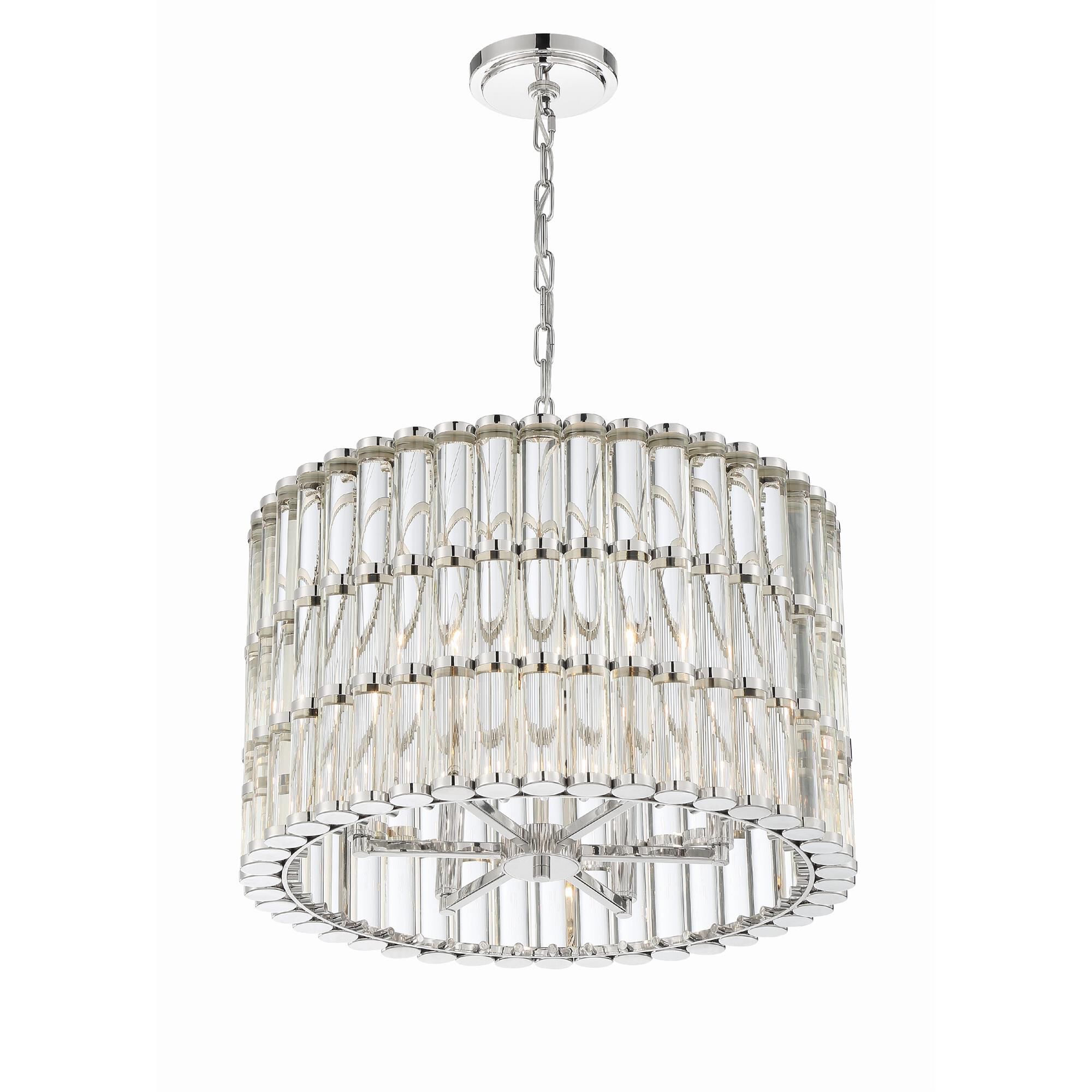 Shown in Polished Nickel finish and Clear Glass crystal