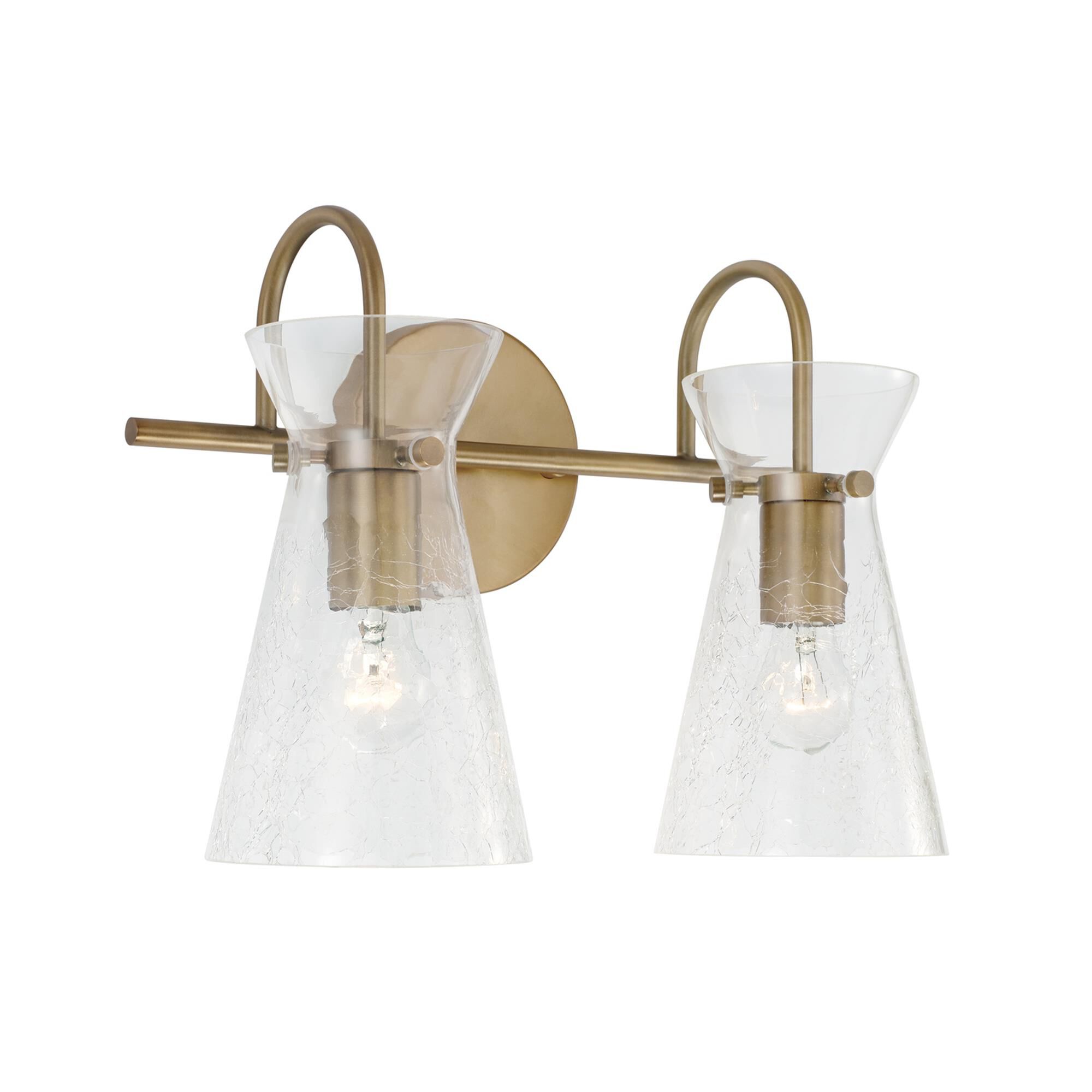Shown in Aged Brass finish and Clear Half-Crackle glass