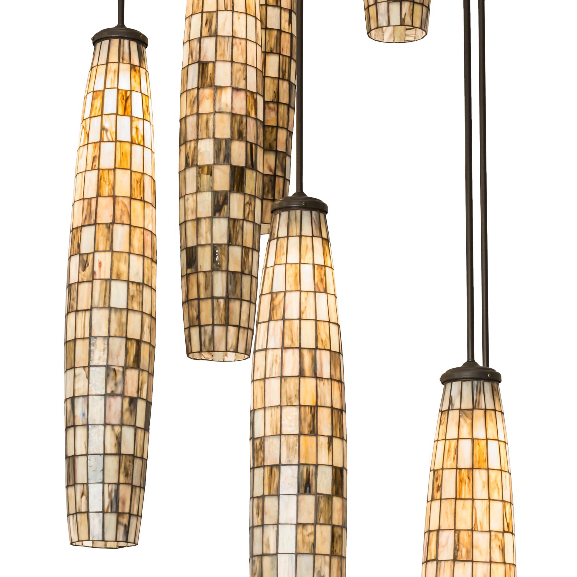 Shown in Timeless Bronze finish and Beige glass