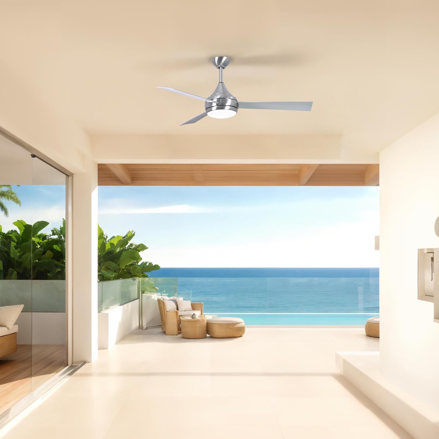 Donaire Outdoor Coastal Wet Rated 52 Inch Ceiling Fan with Light Kit by Matthews Fan Company