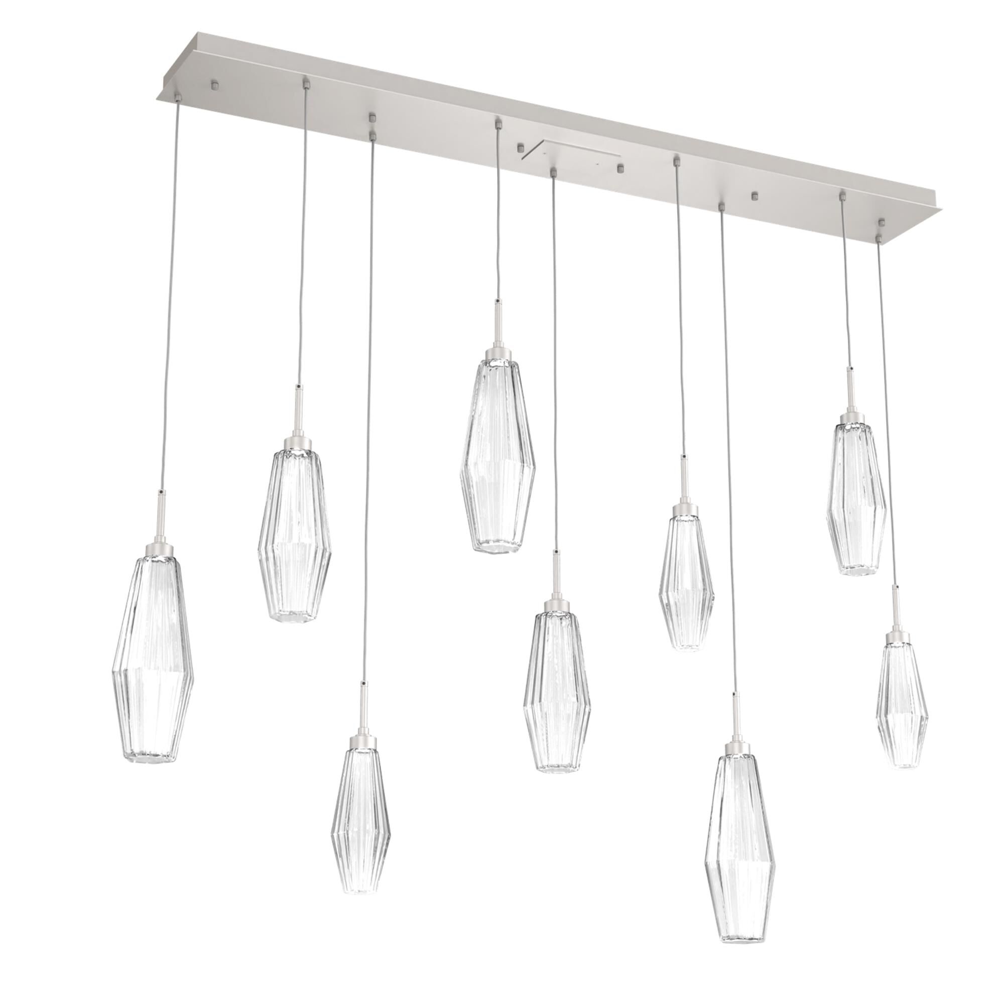 Shown in Metallic Beige Silver finish and Optic Rib Clear glass