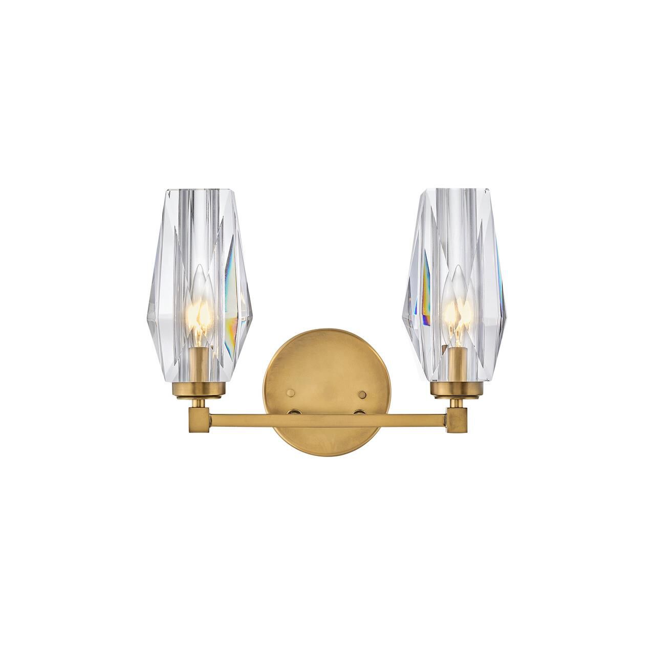 Shown in Heritage Brass finish and Faceted Clear Crystal glass