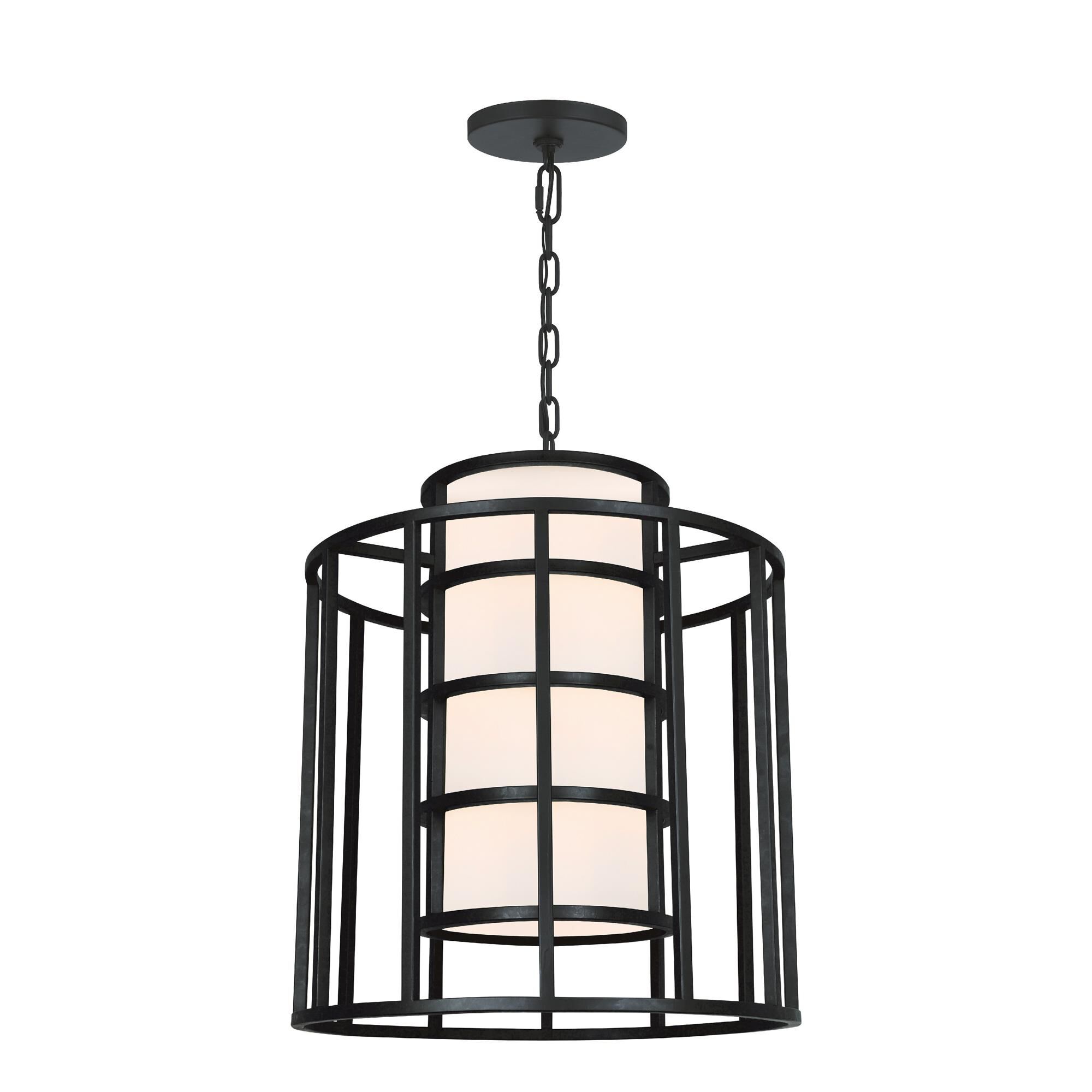Shown in Matte Black finish and Fabric glass and Fabric shade