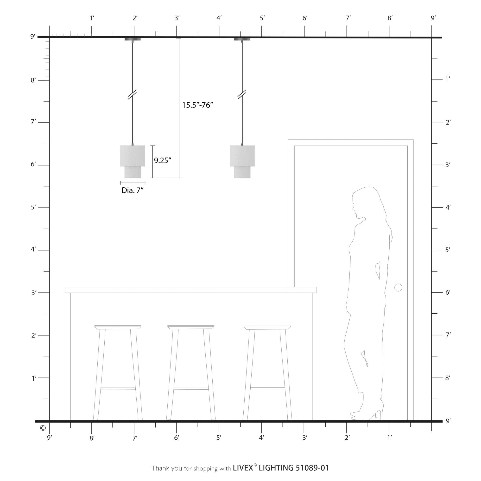 Monroe 7 Inch Mini Pendant by Livex Lighting