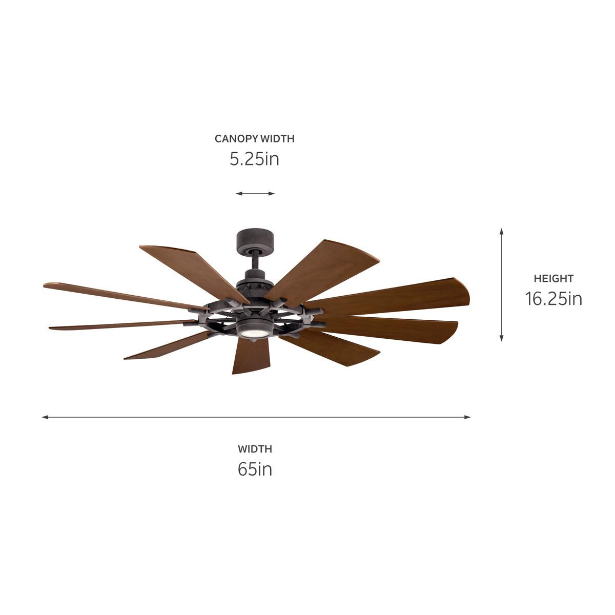 Gentry 65 Inch Ceiling Fan with Light Kit by Kichler Lighting