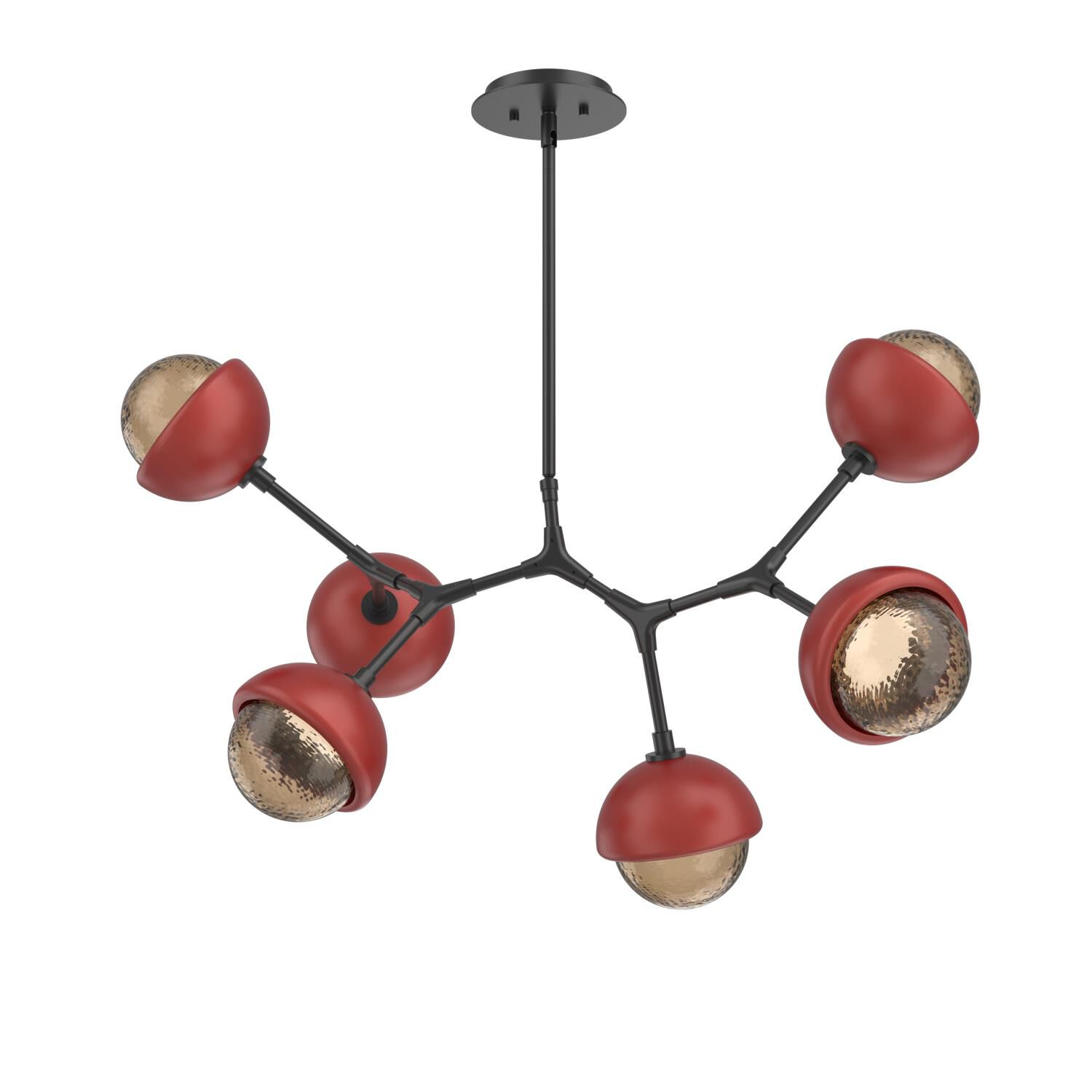 Shown in Matte Black finish and Bronze glass and Cinnamon Red accent
