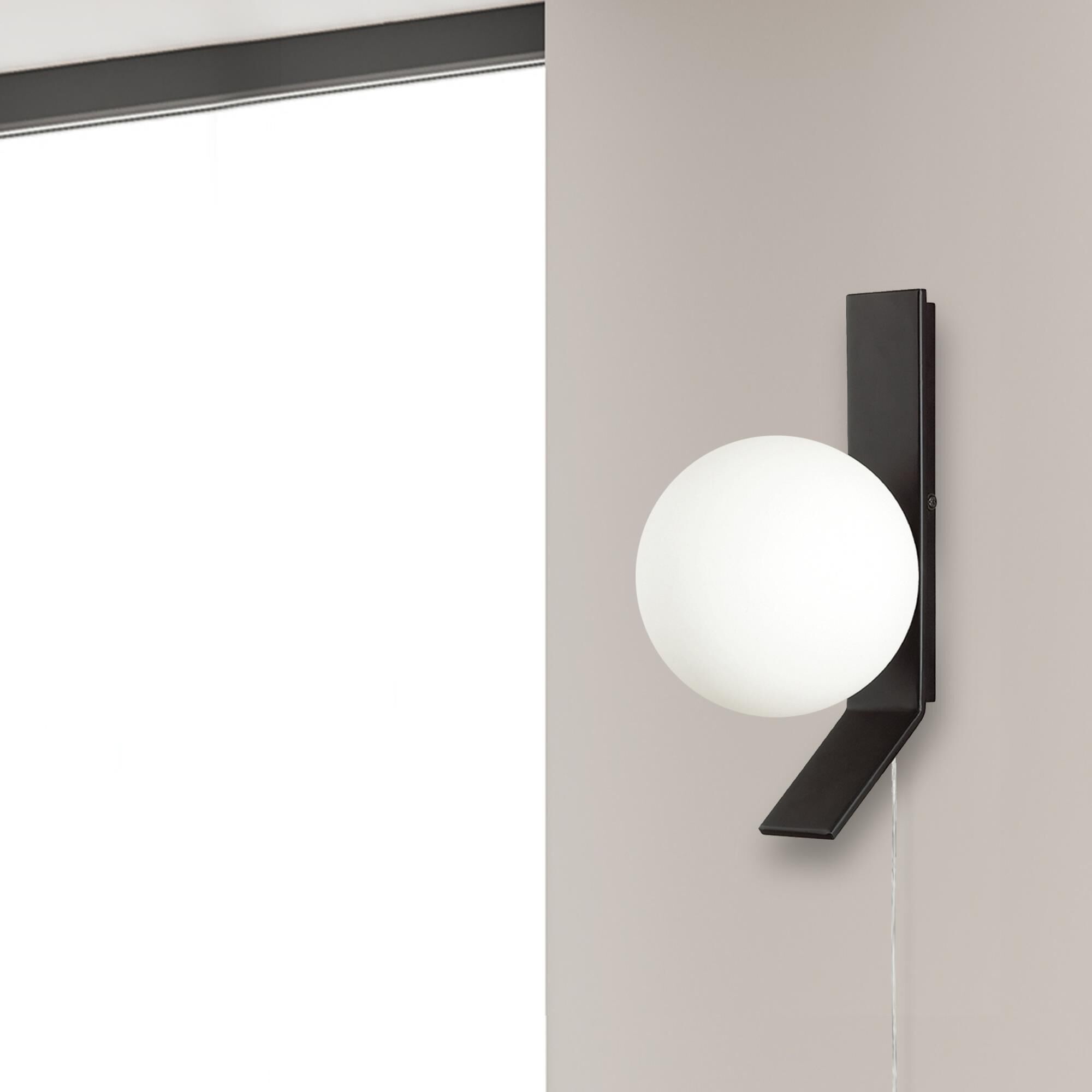 Shown in Black finish and Opal White Globe glass