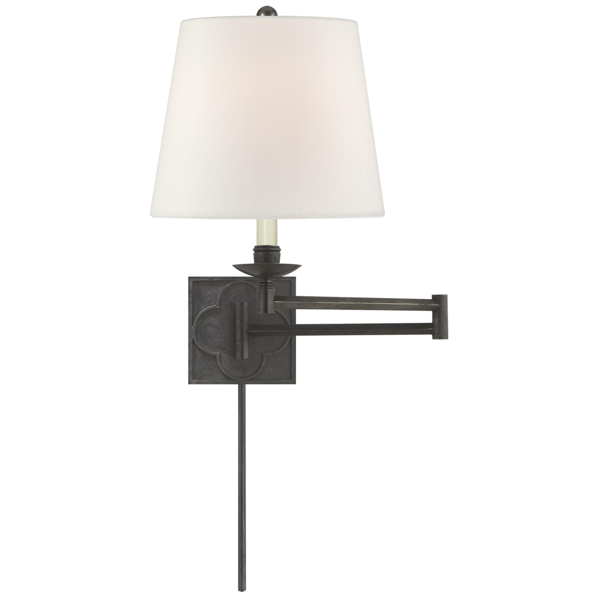 Shown in Aged Iron finish and Linen shade