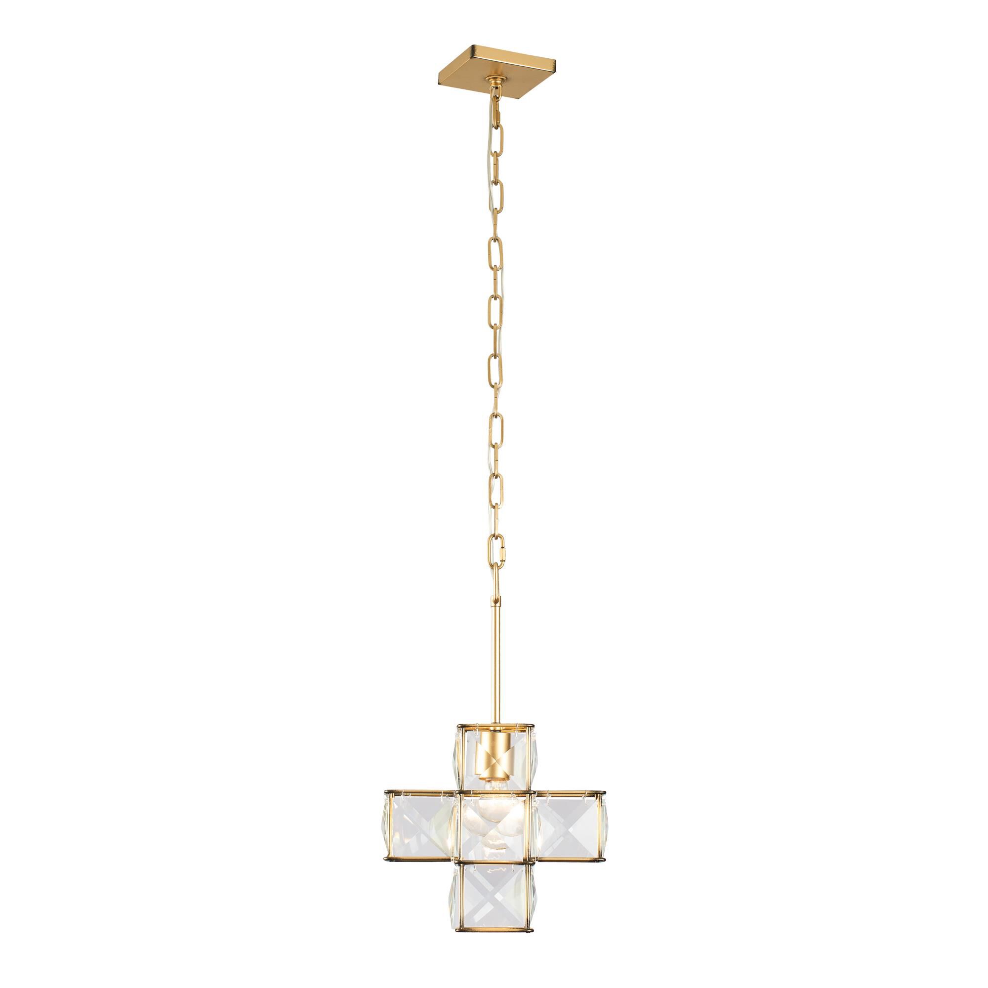 Shown in Calypso Gold finish and Faceted Panels - Clear crystal