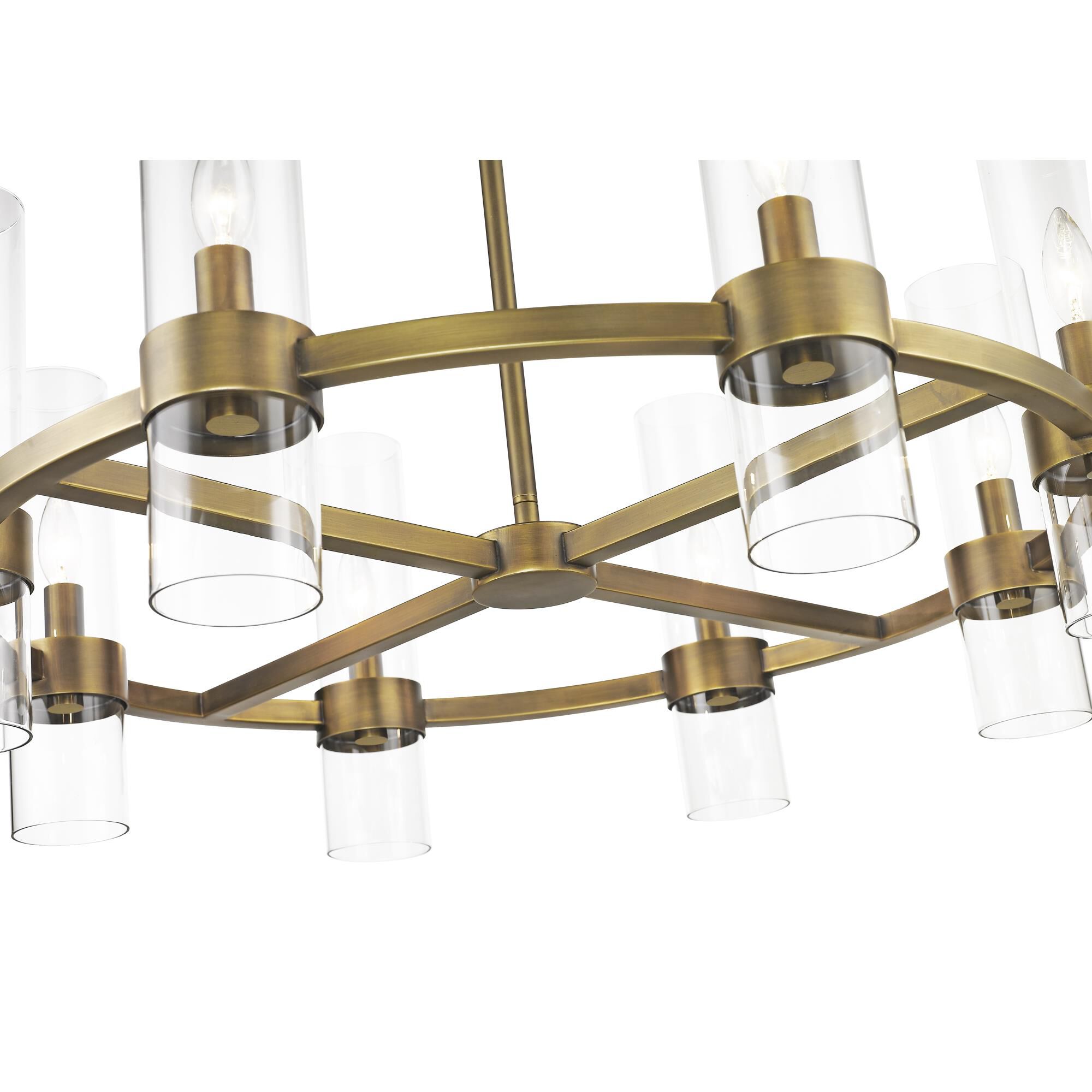 Shown in Rubbed Brass finish and Glass shade