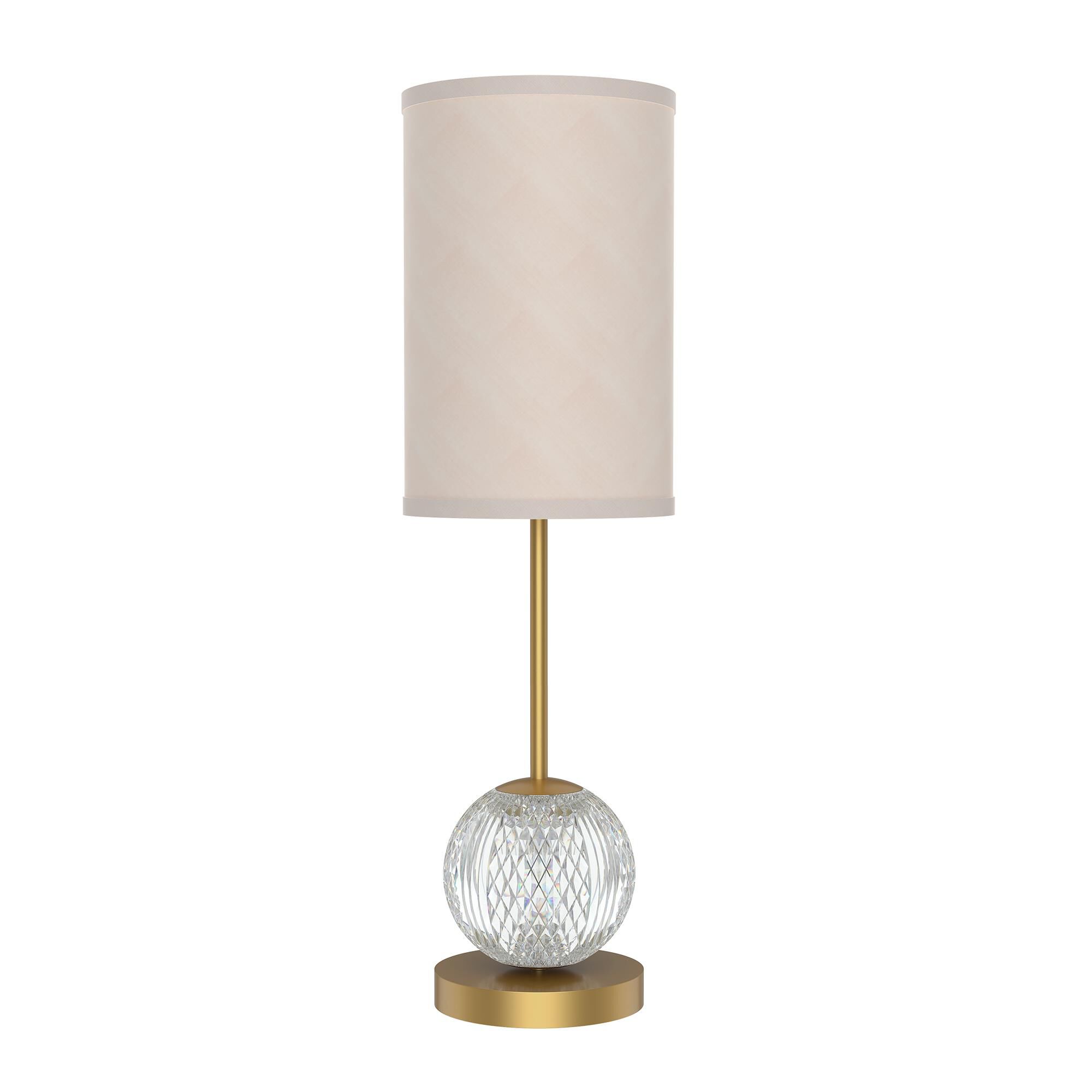 Shown in Natural Brass finish and White Linen shade