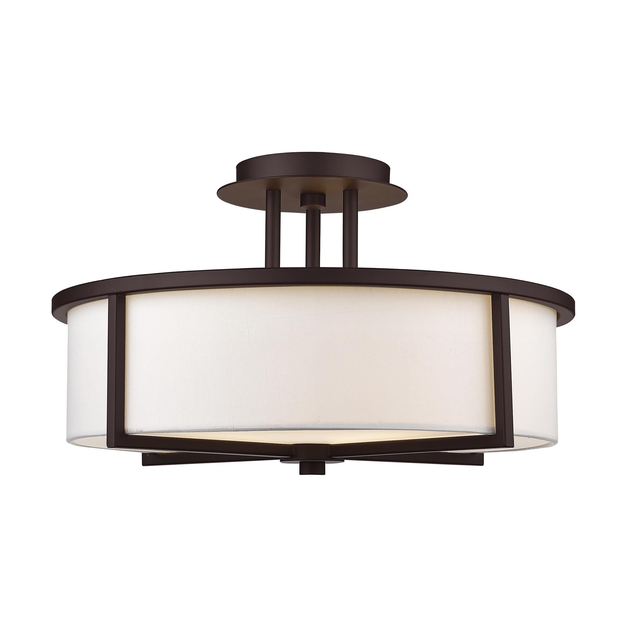 Shown in Bronze finish and Hand Crafted Off-White Fabric Hardback shade