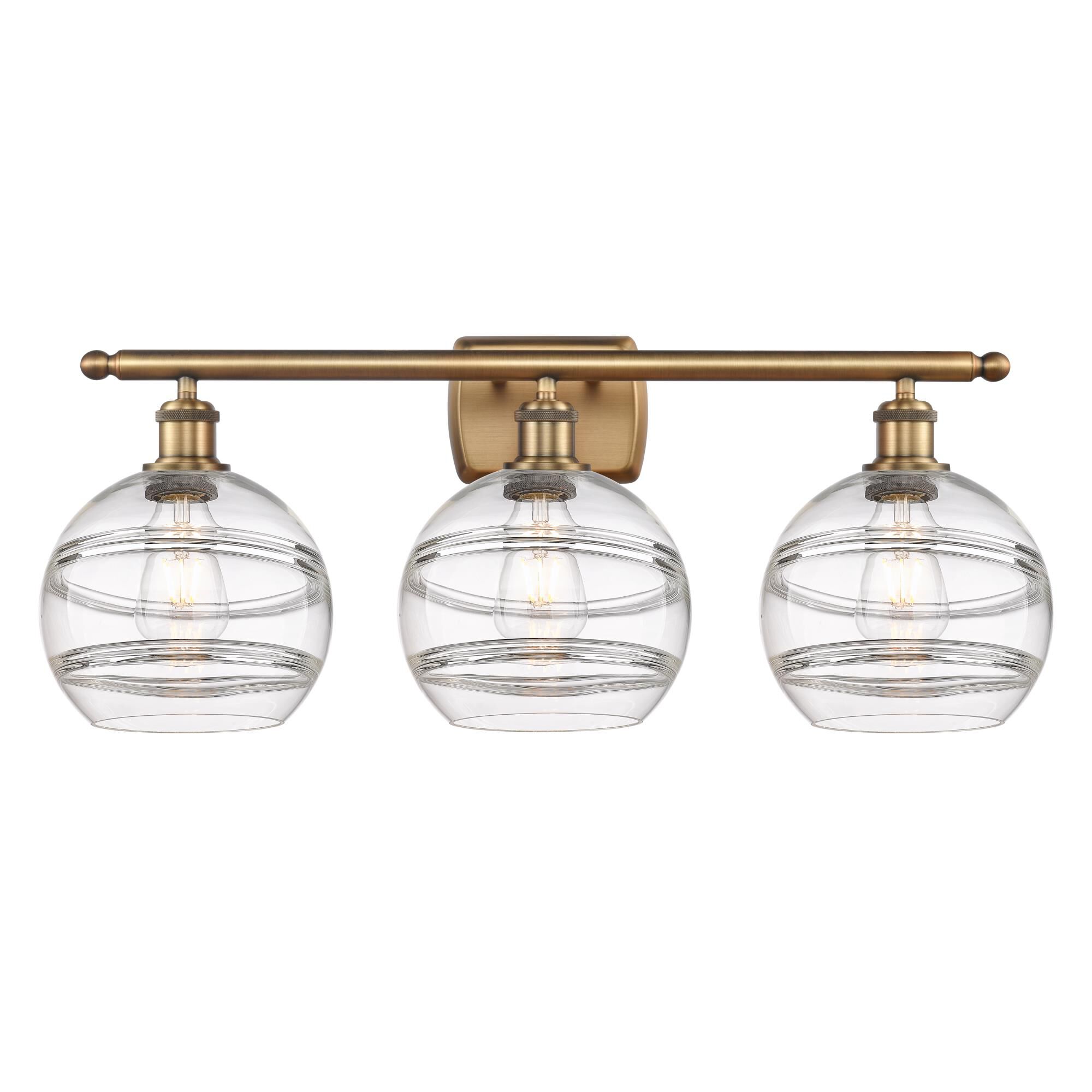 Shown in Brushed Brass finish and Clear glass