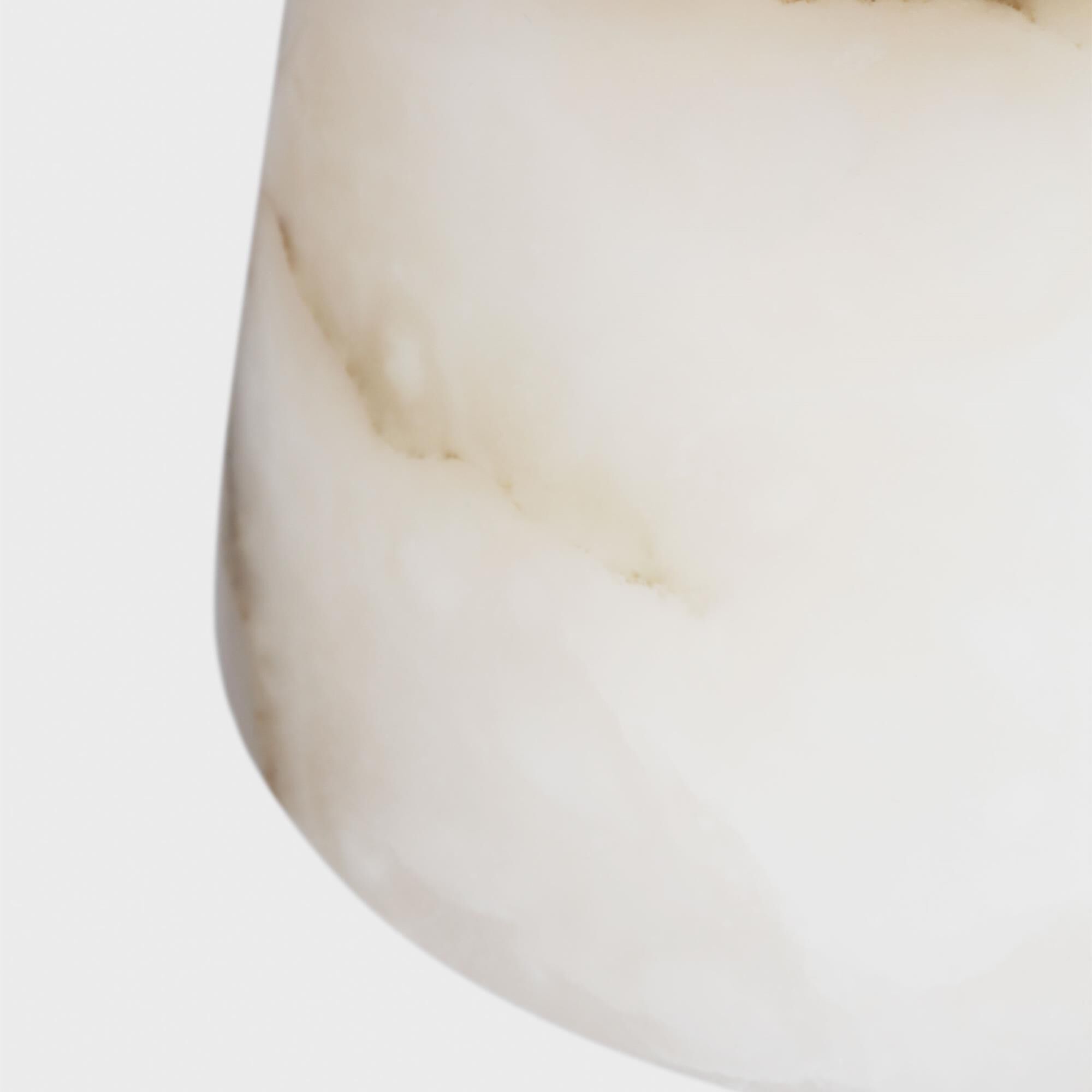 Shown in Hand Rubbed Antique Brass finish and Alabaster shade