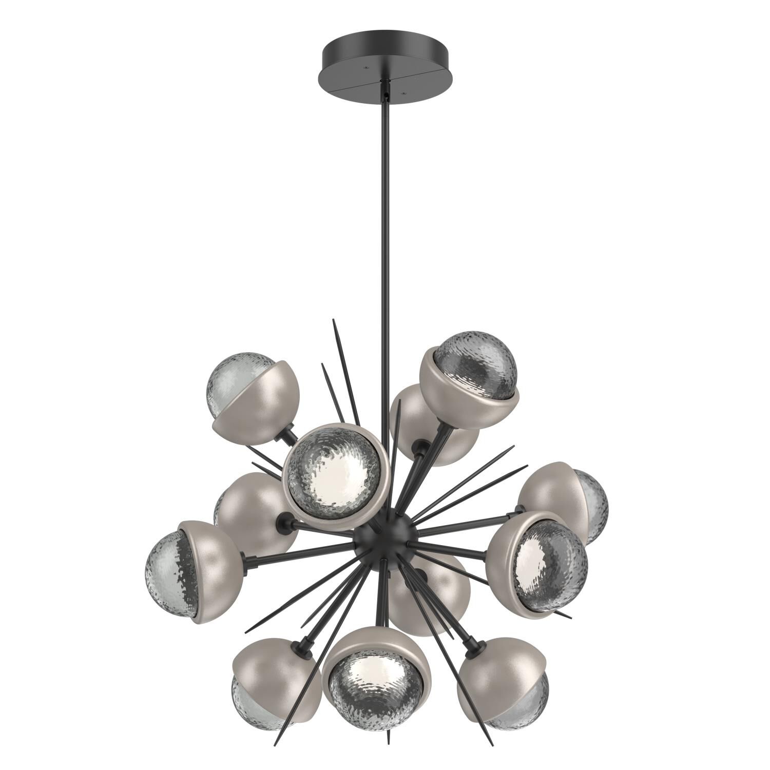 Shown in Matte Black finish and Smoke glass and Beige Silver accent