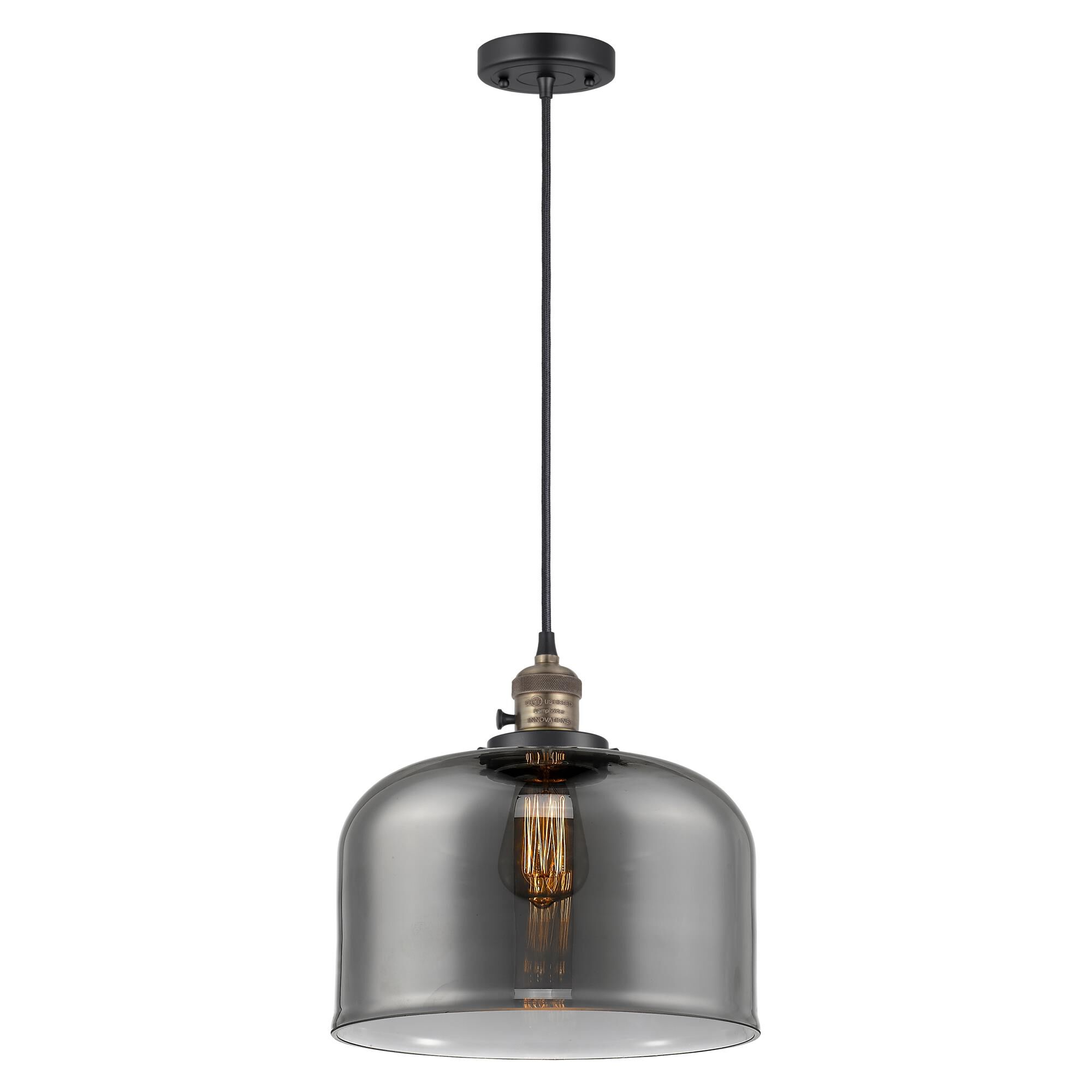 Shown in Black Antique Brass finish and Plated Smoke glass