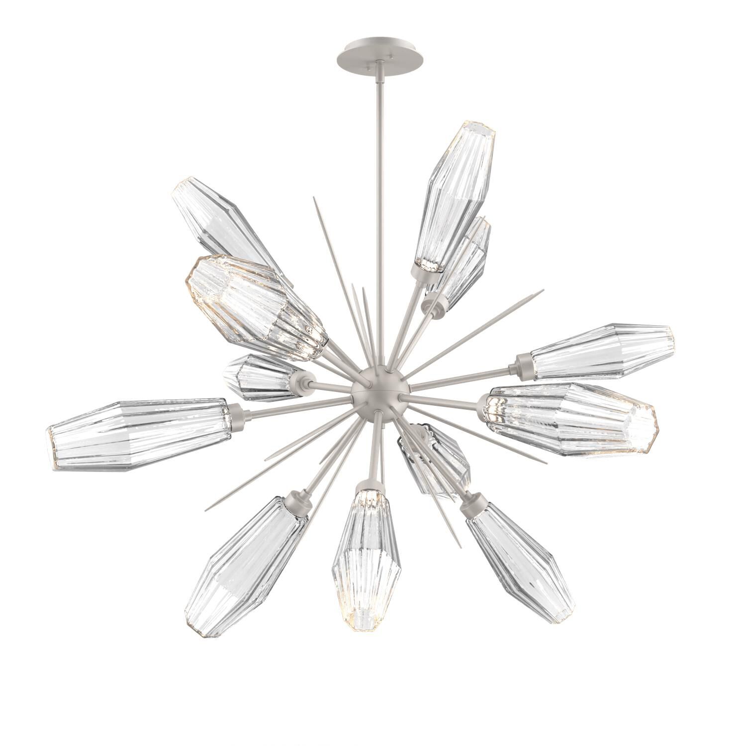 Shown in Metallic Beige Silver finish and Optic Rib Clear glass