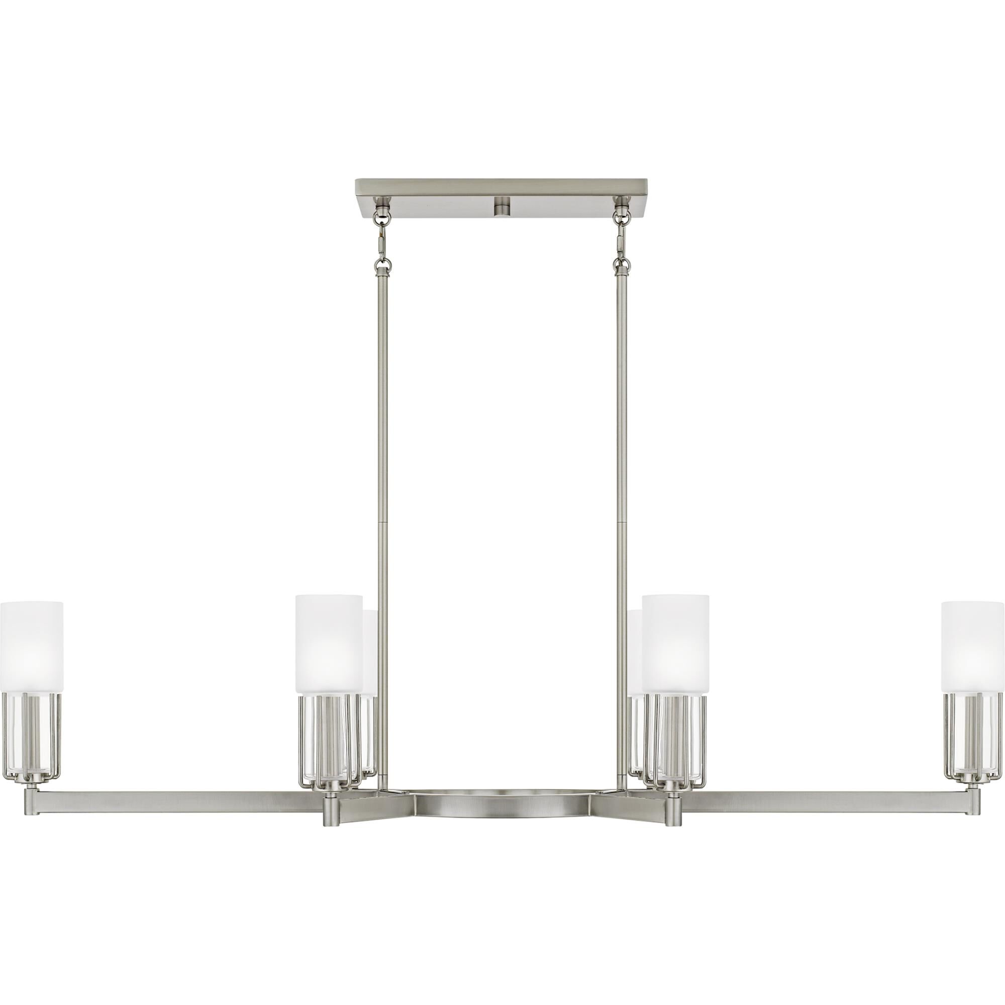 Shown in Brushed Nickel finish and Clear Etched Glass shade