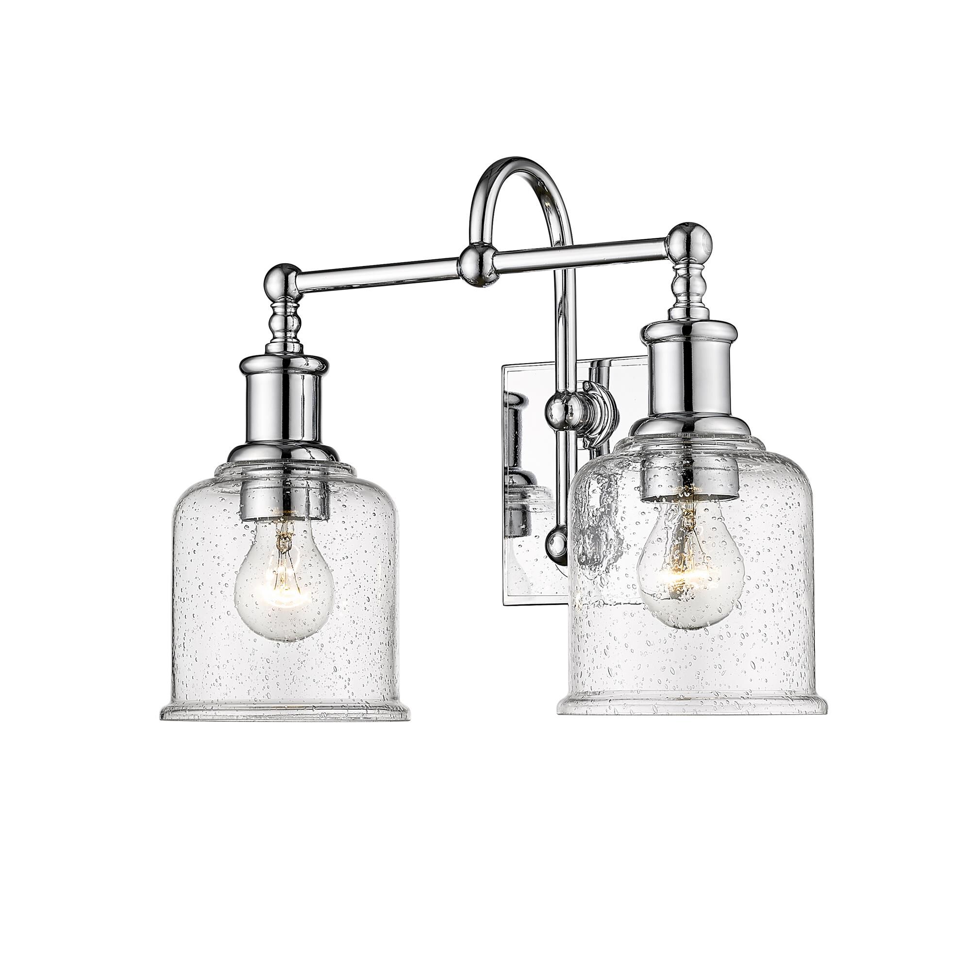 Shown in Chrome finish and Glass shade