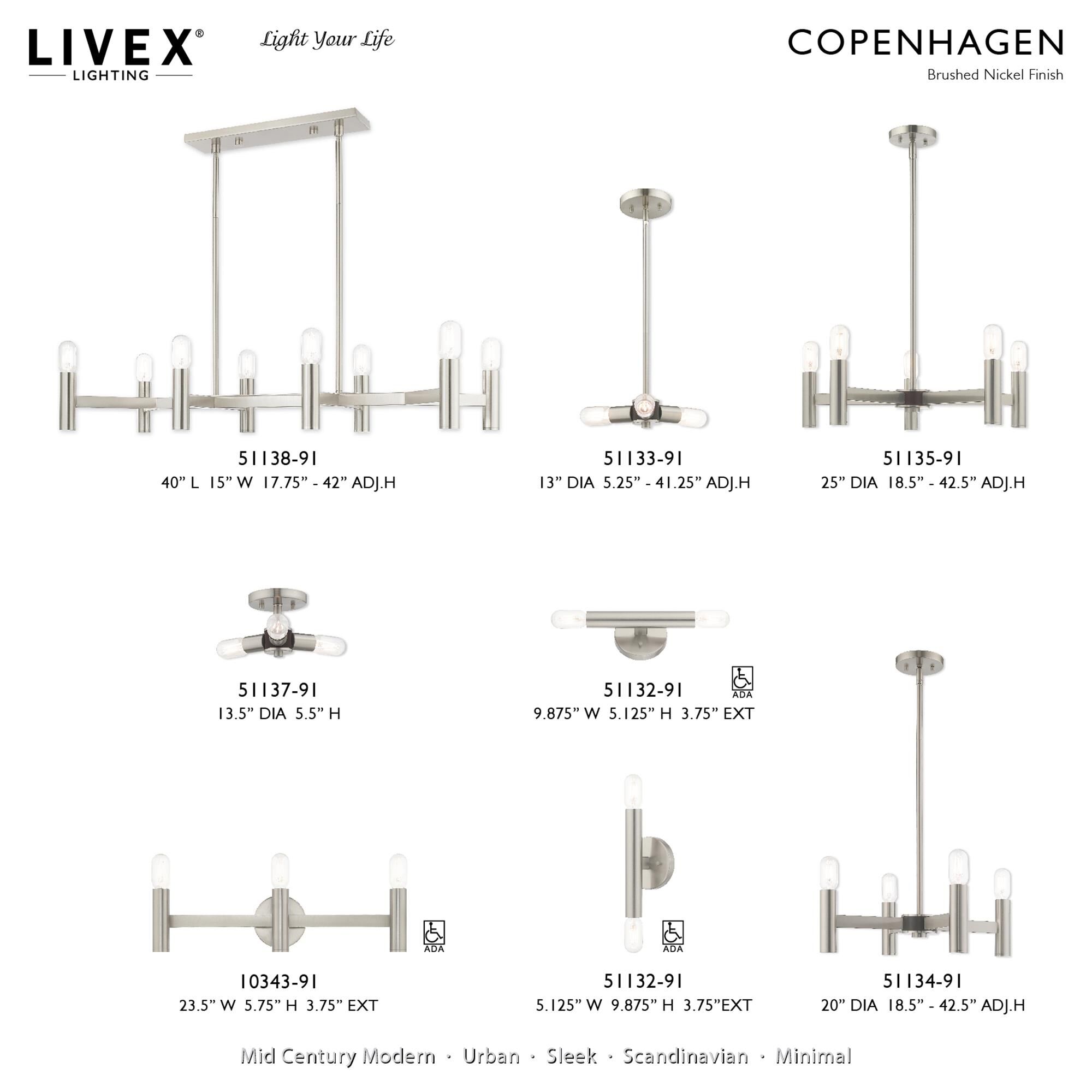 Copenhagen 23 Inch 3 Light Bath Vanity Light by Livex Lighting