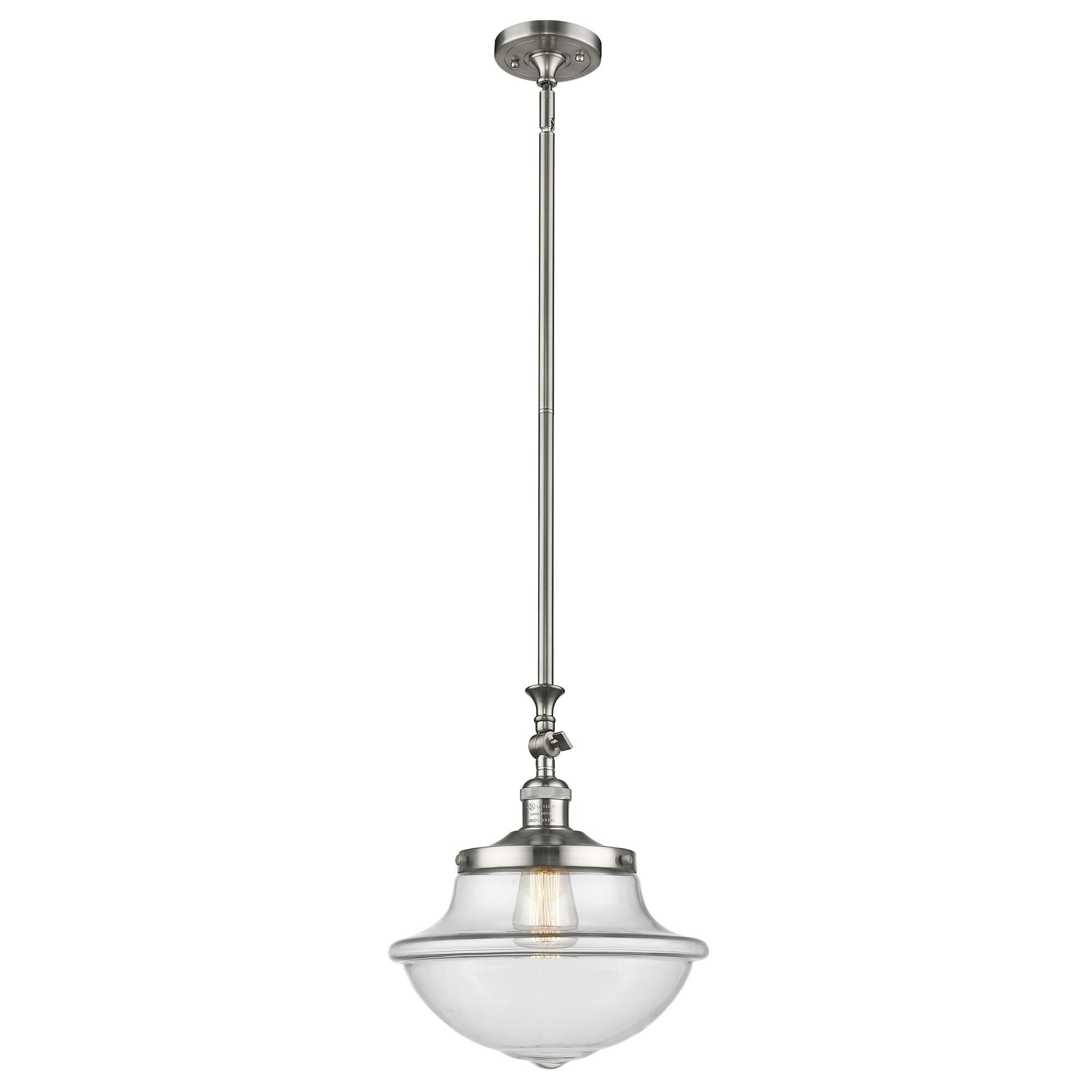 Shown in Brushed Satin Nickel finish and Clear glass