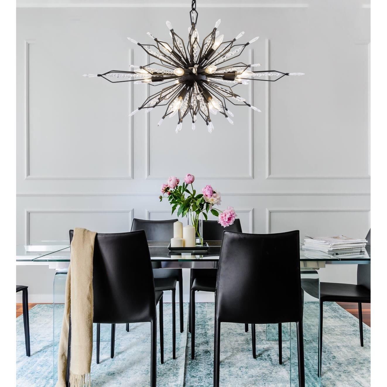 Shown in Carbon finish and Premium - Clear crystal