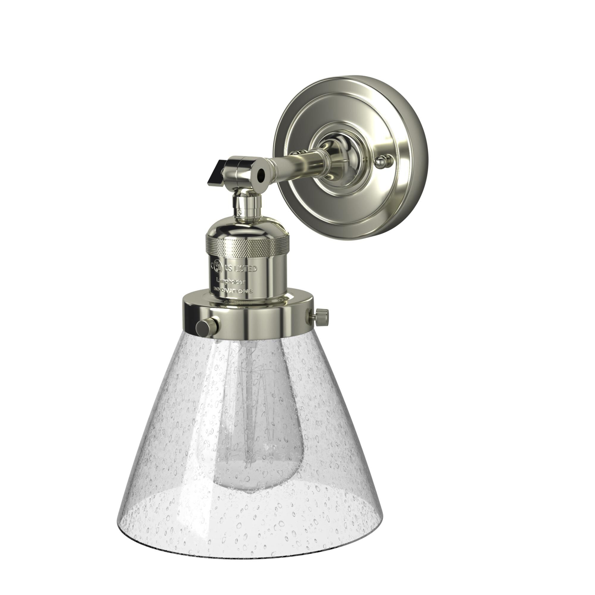 Shown in Polished Nickel finish and Seedy glass