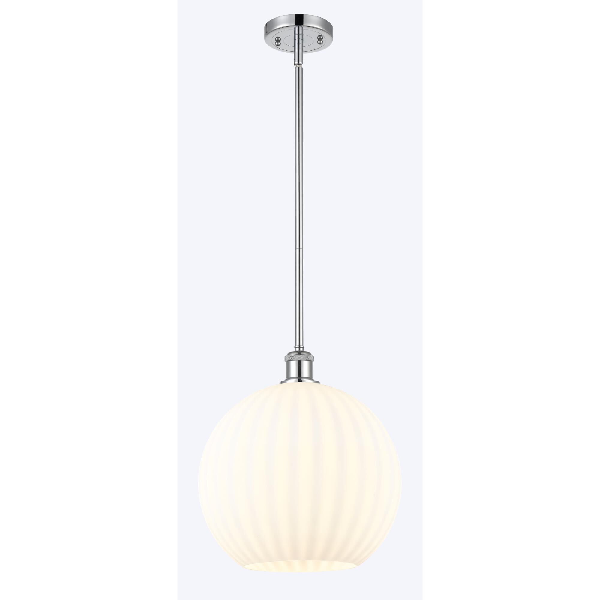 Shown in Polished Chrome finish and White Venetian glass