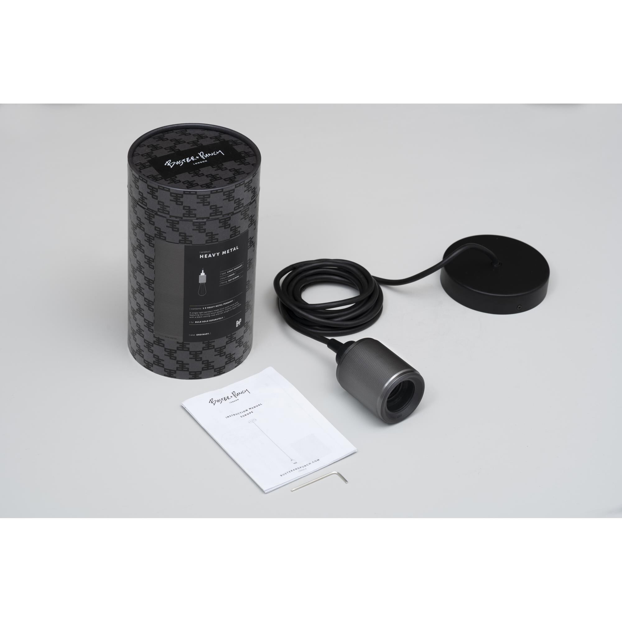 Heavy Metal Mini Pendant Light with Cross Detail by Buster and Punch