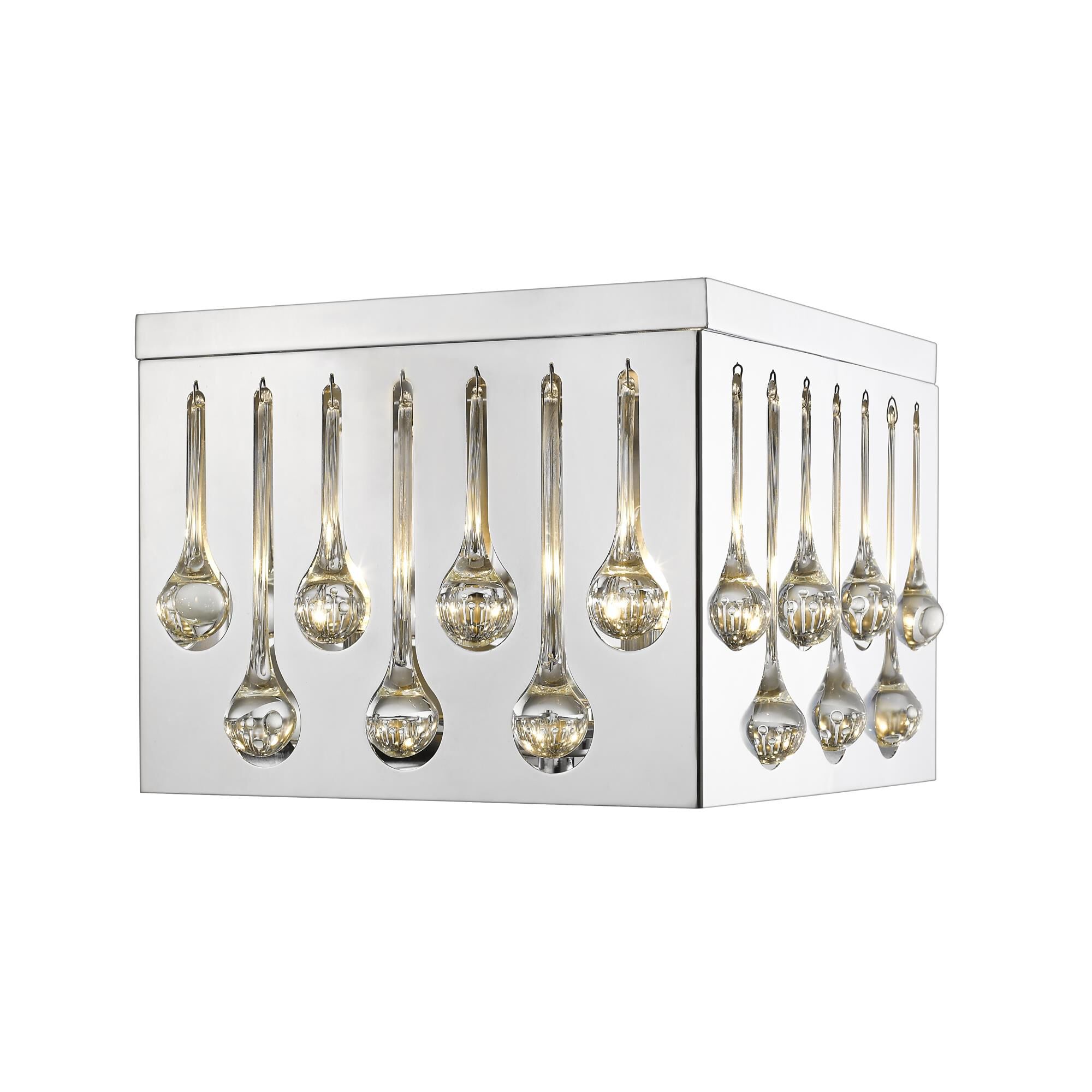 Shown in Chrome finish and Crystal + Steel glass and Crystal + Steel shade