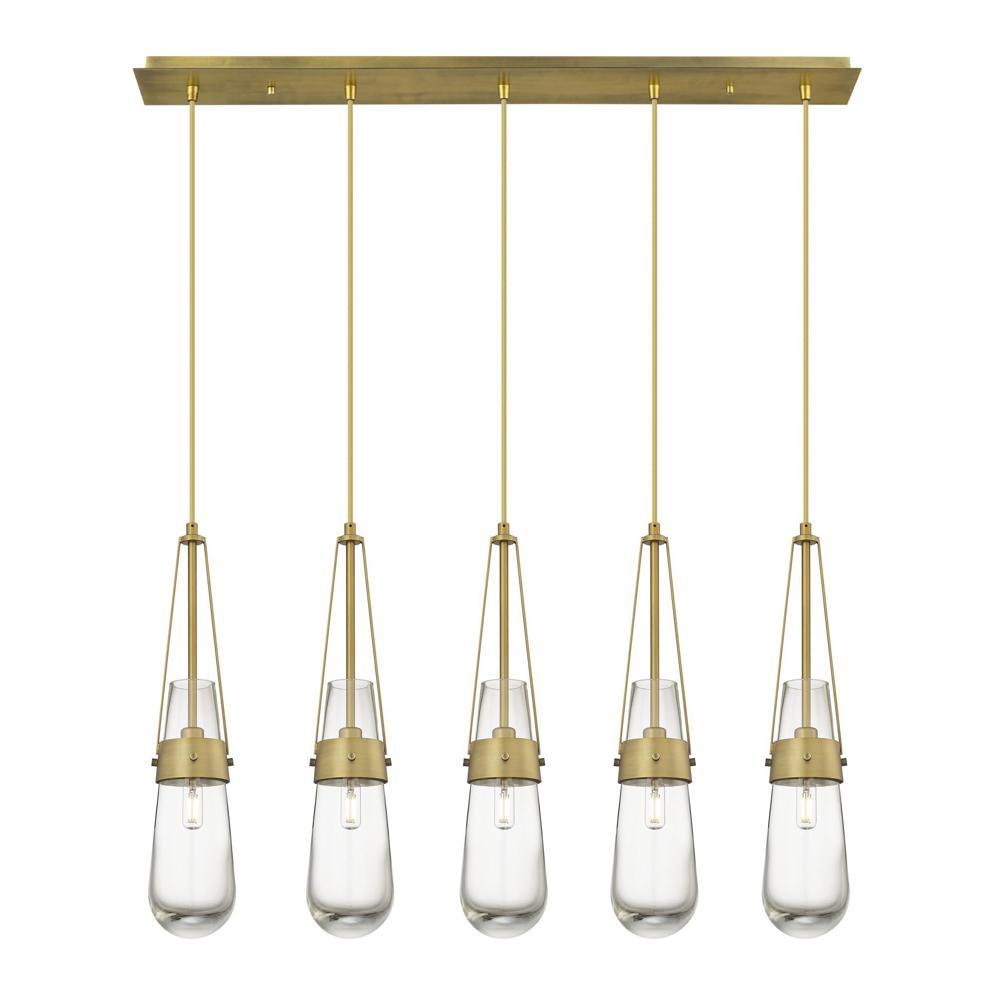 Shown in Brushed Brass finish and Clear glass and Clear Glass shade