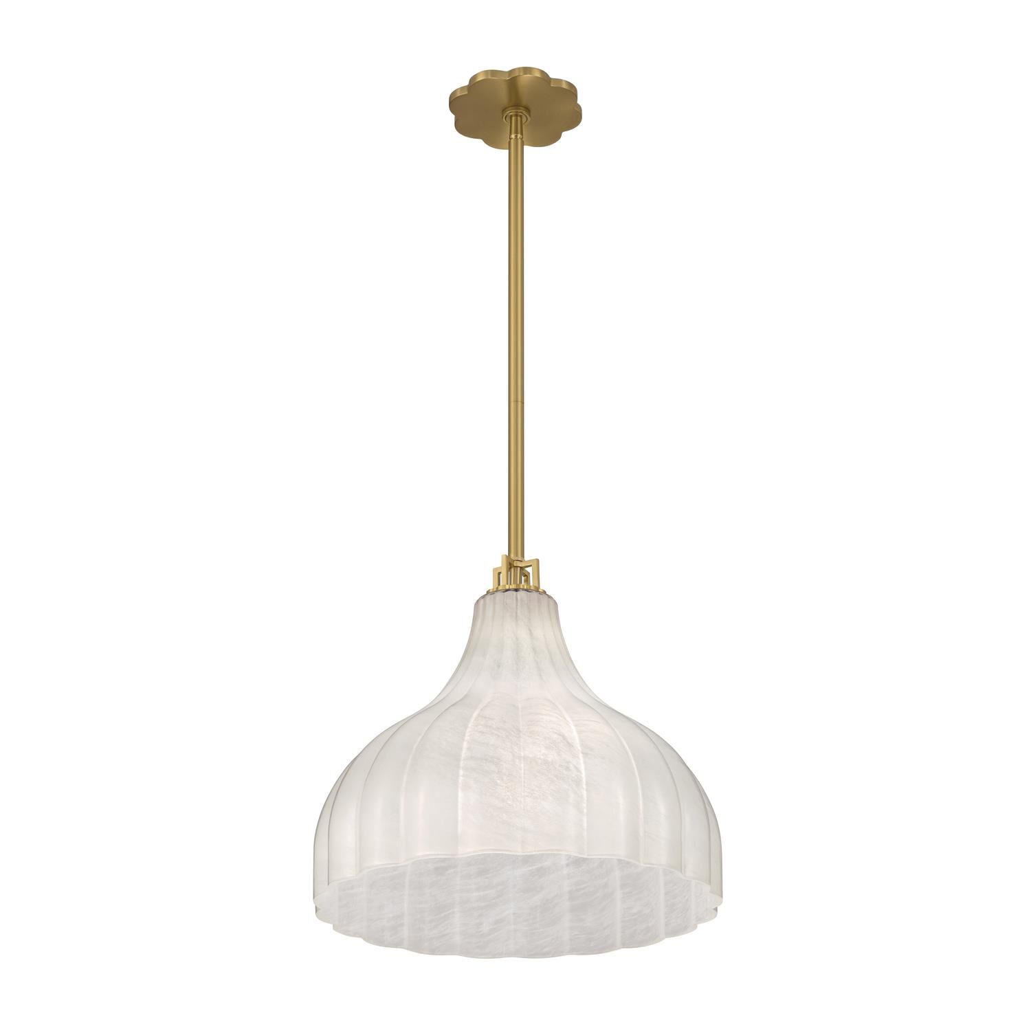 Shown in Luxe Gold finish and Strie glass and Strie Glass shade