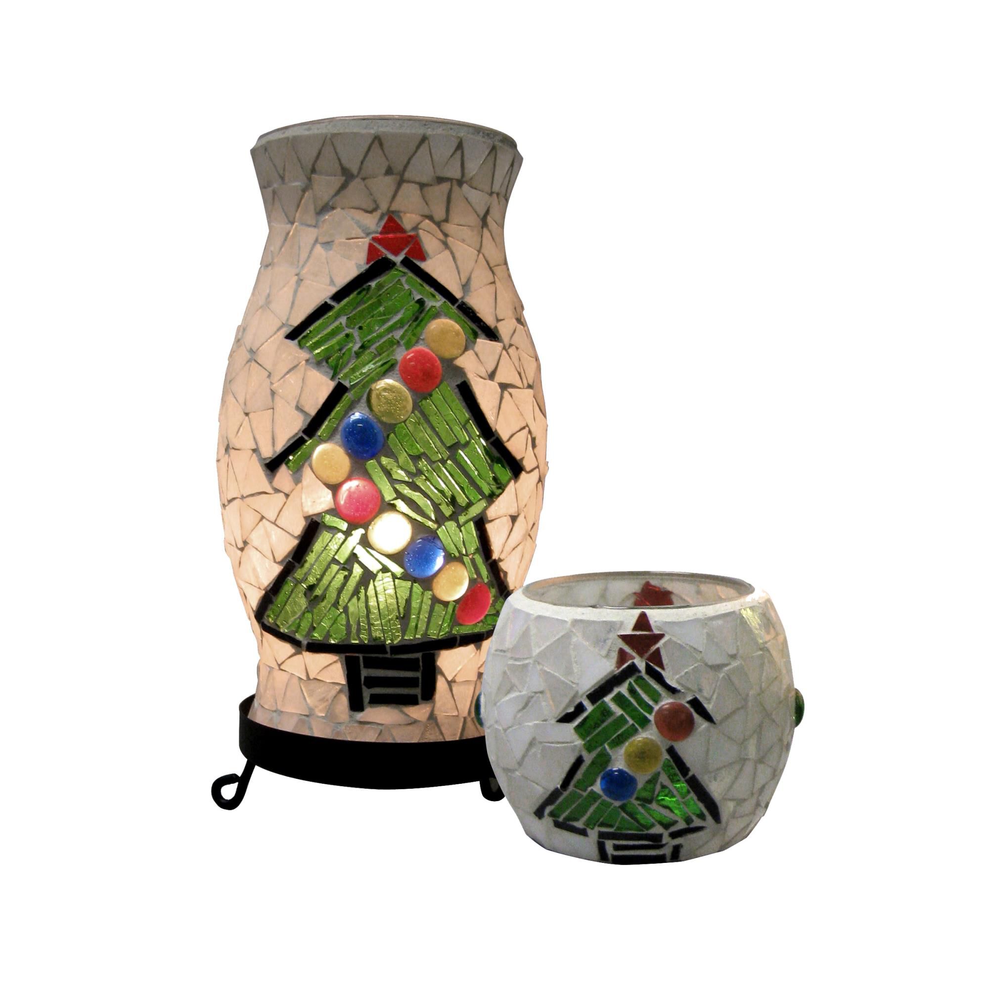 Shown in Black finish and Art Glass Mosaic glass