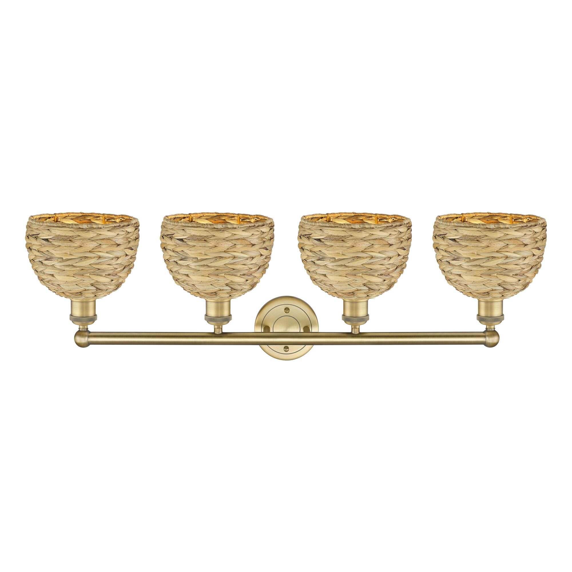 Shown in Brushed Brass finish and Natural shade