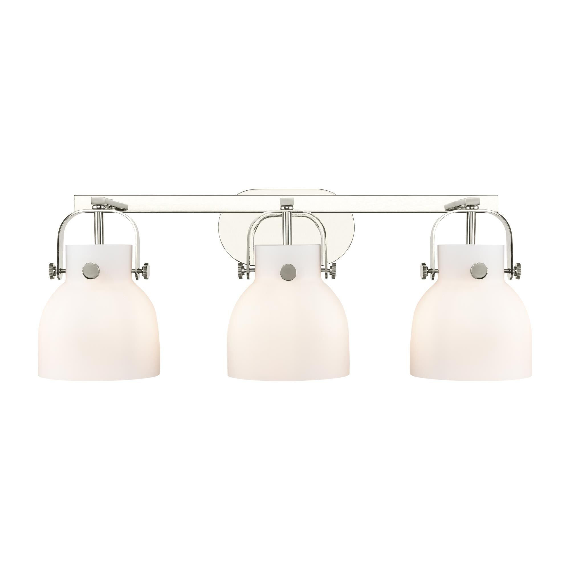 Shown in Polished Nickel finish and Matte White glass and Matte White Glass shade