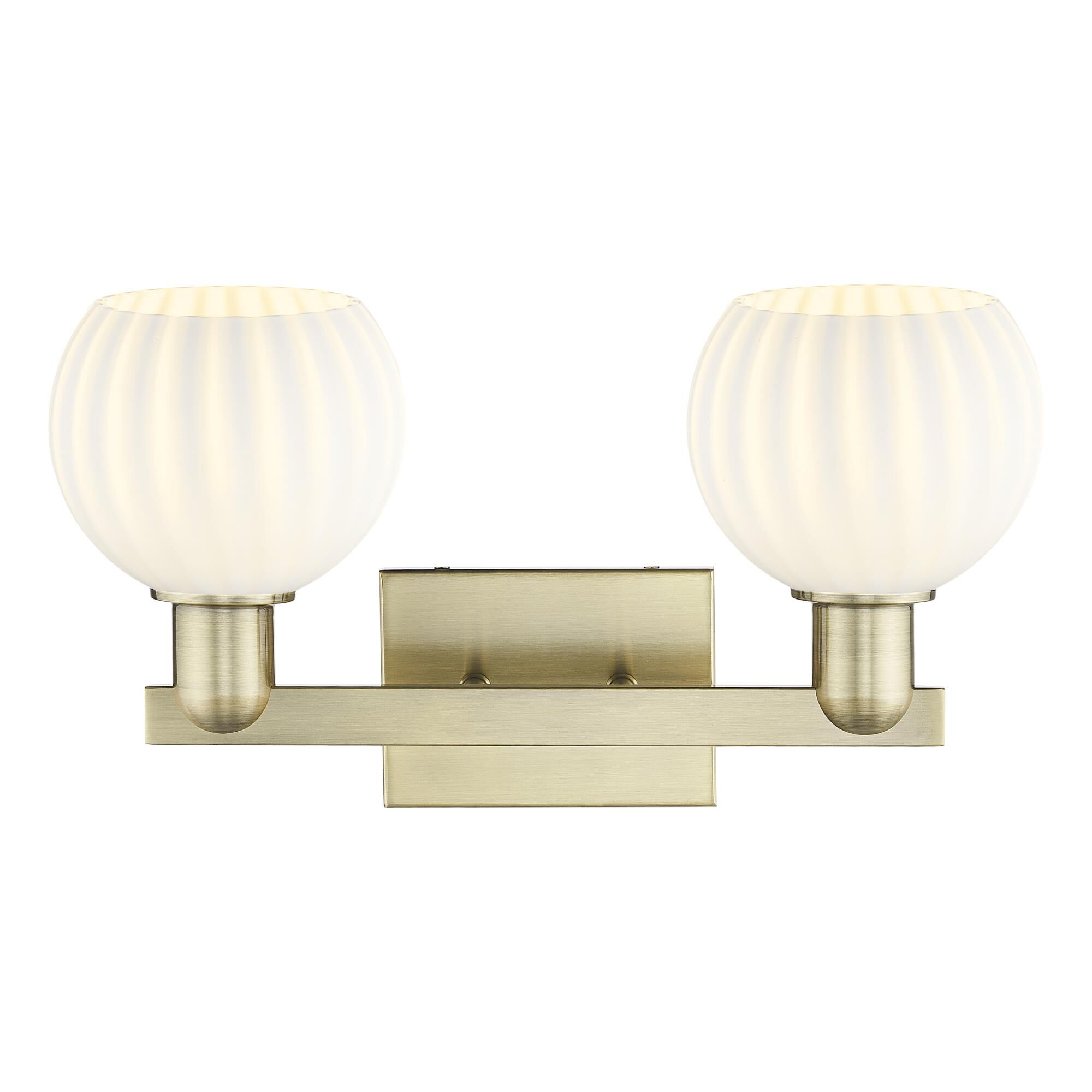 Shown in Antique Brass finish and White Venetian glass