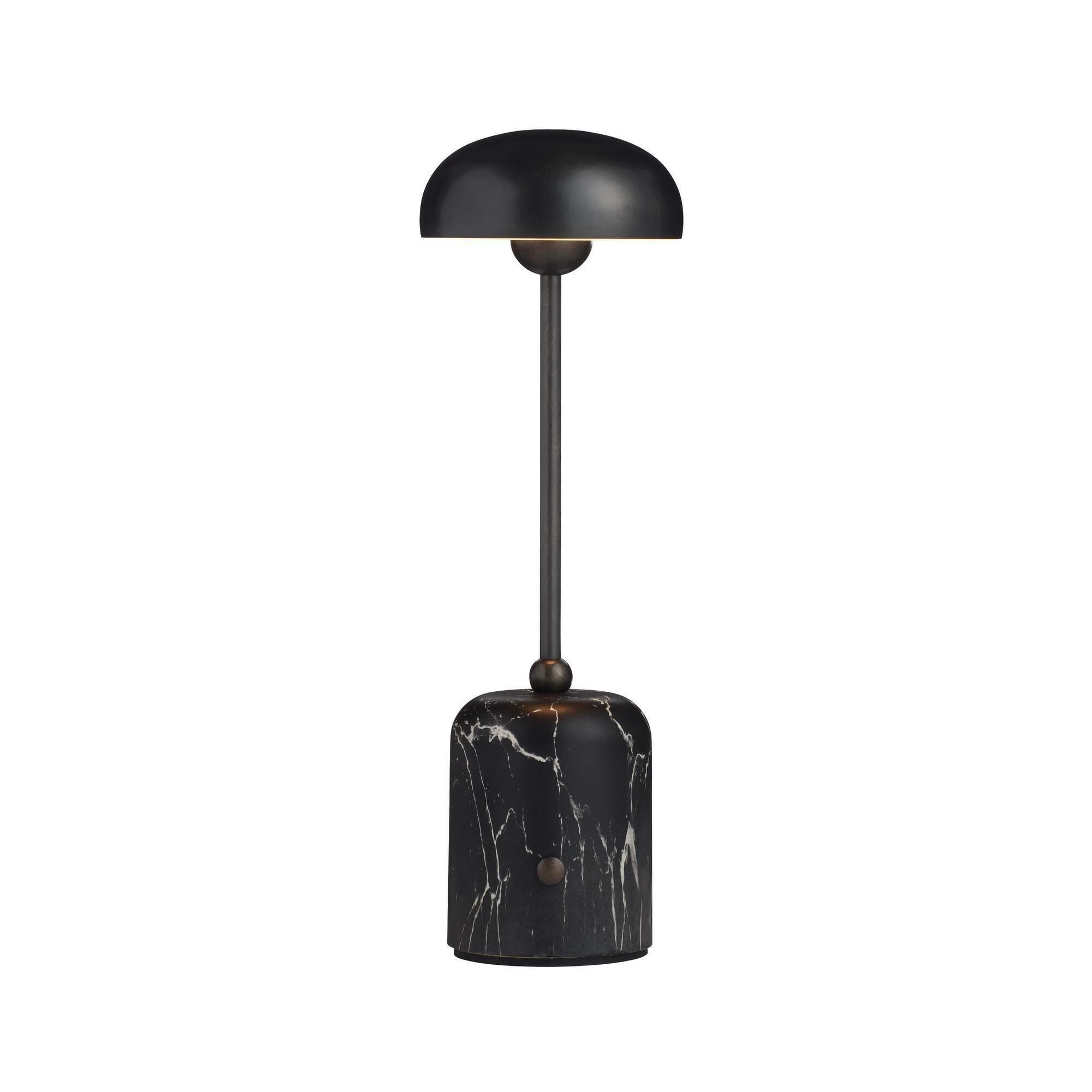 Shown in English Bronze and Black Faux Marble Decal finish and Frosted glass