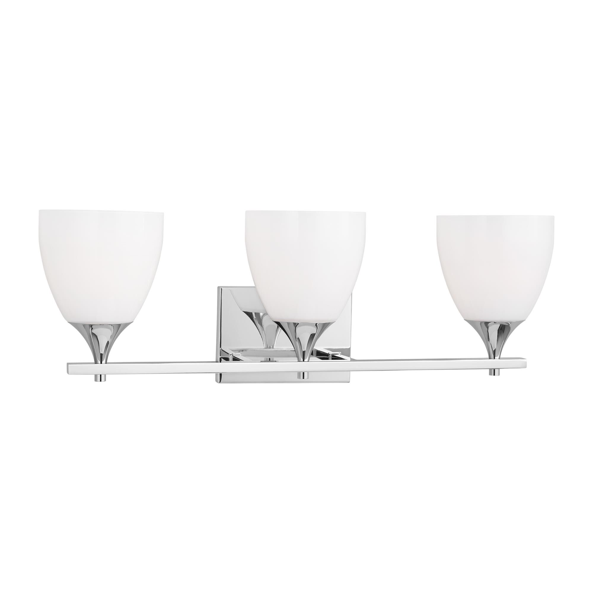 Shown in Chrome finish and Milk glass